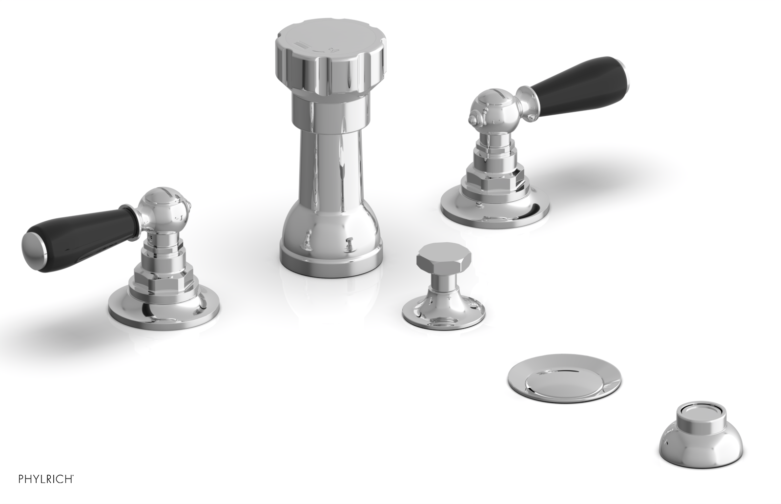 Jamestown 4-Hole Bidet Faucet Set with Lever Handles & Black Accents - Model 165 61 - Perfect for Modern Bathroom Upgrades & Water Conservation