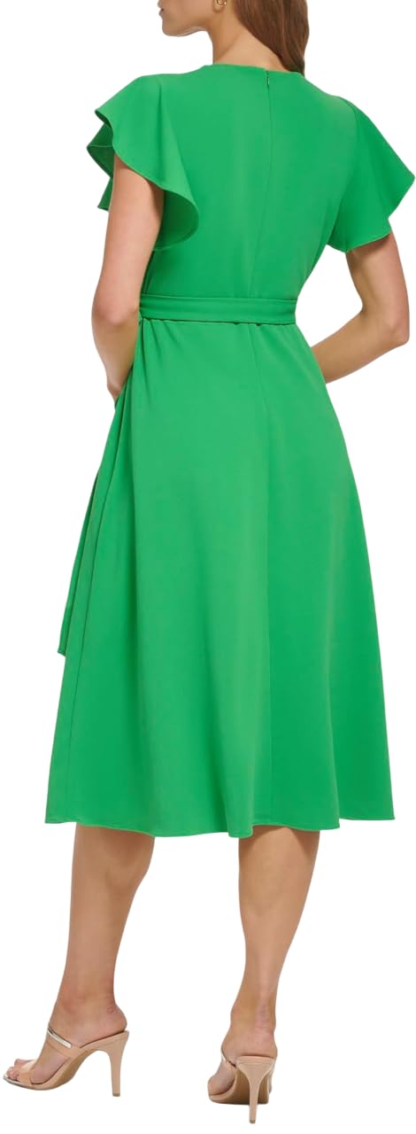 DKNY Women's Faux Wrap Dress - Apple Green Size 4 | Flattering Casual & Office Wear | Perfect for Work, Date Night & Special Occasions