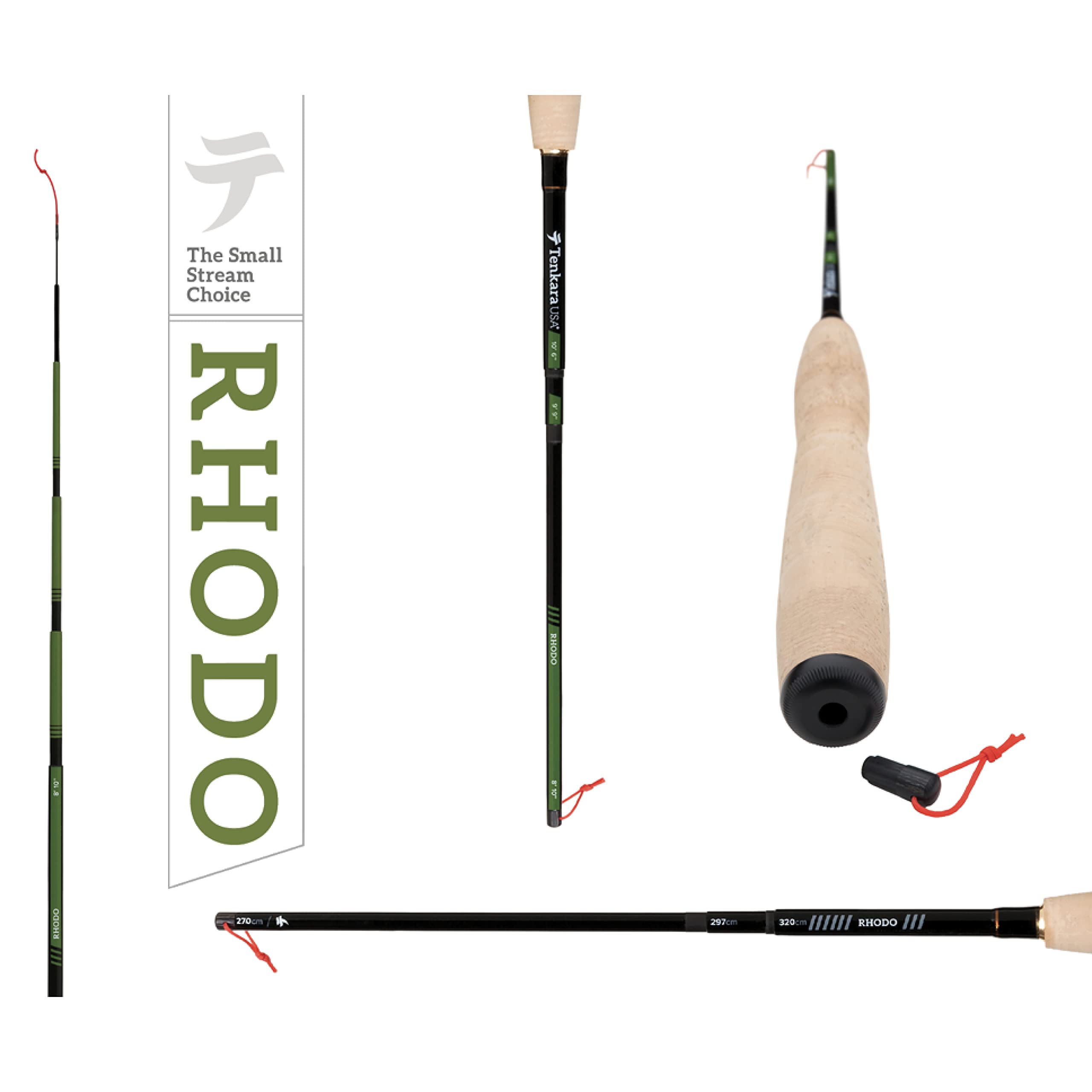 **Tenkara USA Rhodo™ Carbon Fiber Fly Fishing Rod - Lightweight Telescopic Design, Adjustable 3 Lengths (8'10