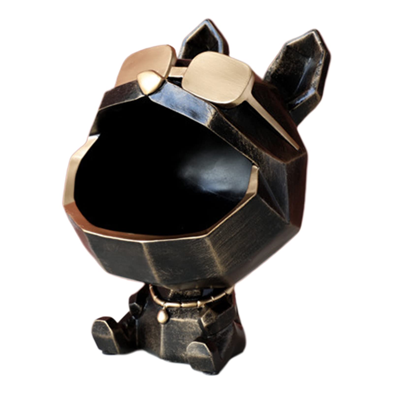 HOVTOIL Big Mouth Bulldog Figurine Storage Box - Jewelry Organizer, Key Holder & Home Decor Art Sculpture - Perfect for Living Room, Bedroom, and Office Decorations (Black)