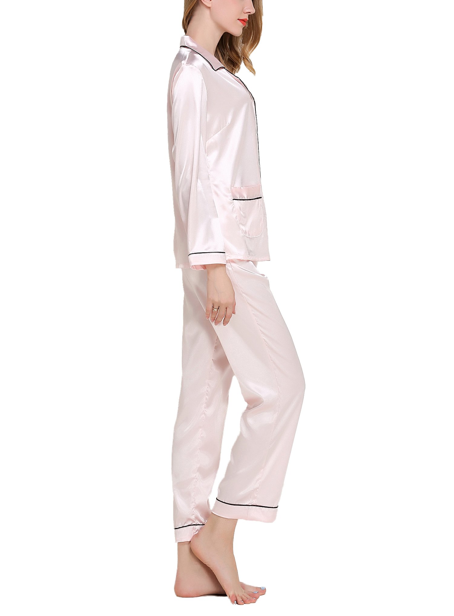 Women's Satin Pajama Set - Long Sleeve Top & Pants for Ladies | Soft & Comfortable Sleepwear for Nightwear, Loungewear & Relaxation at Home