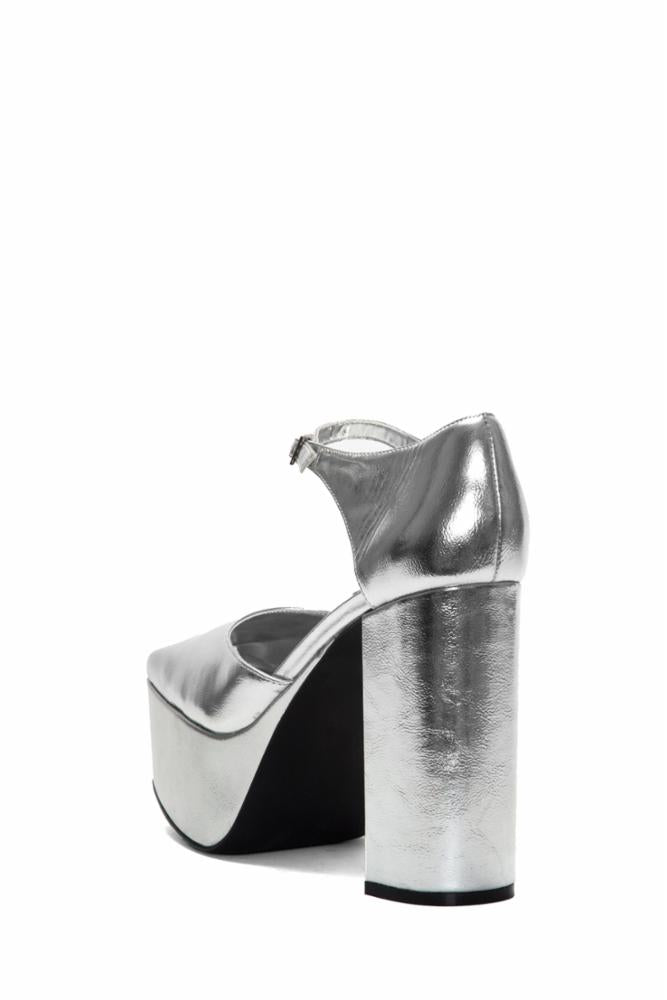 Jeffrey Campbell Women's Ovr_N_Out Silver Metallic Platform Boots - Stylish & Comfortable for Night Out, Party & Casual Wear