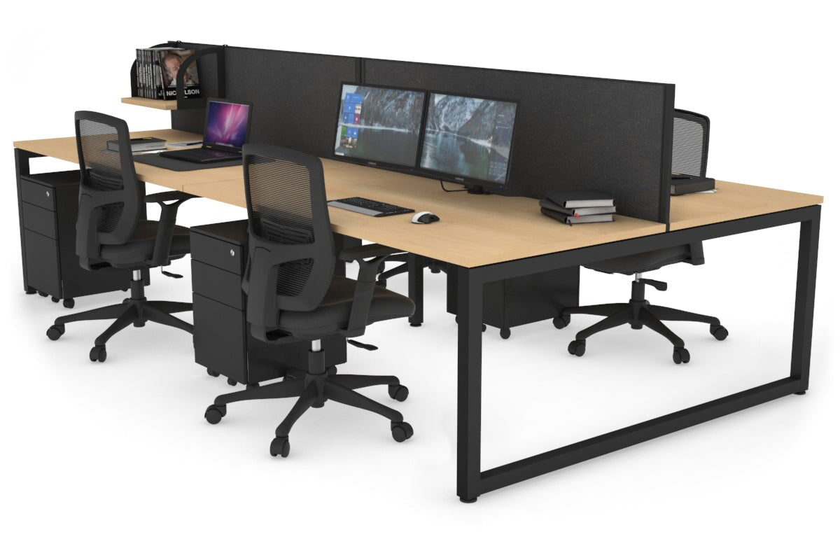 Quadro Loop Legs 4 Person Office Workstation - 1800L x 800W with Cable Management Scallop - Ideal for Collaborative Workspaces & Open Office Environments