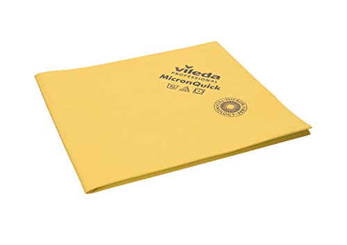 Vileda Professional MicronQuick Microfiber Cleaning Cloth - 100 Pack Yellow - Reusable, Streak-Free, Lint-Free Commercial Grade Cloths for Home, Office, and Industrial Cleaning - Eco-Friendly & Easy Wring Design