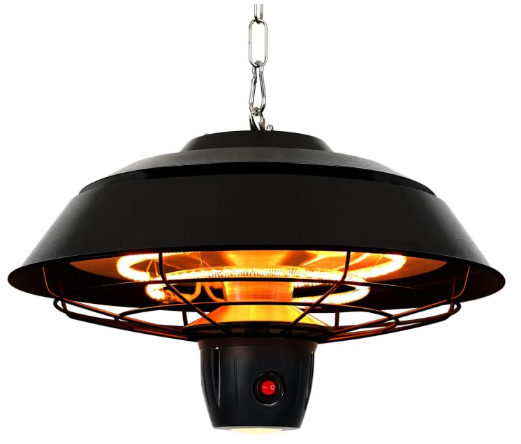 Star Patio Electric Infrared Ceiling Heater - 600W/900W/1500W Adjustable Outdoor Heater with Remote Control & Touch Switch, IP44 Waterproof, Hammer Tone Bronze Finish (Model STP1566-C-NN2024) - Perfect for Patios, Decks, Restaurants and Outdoor Dining Areas
