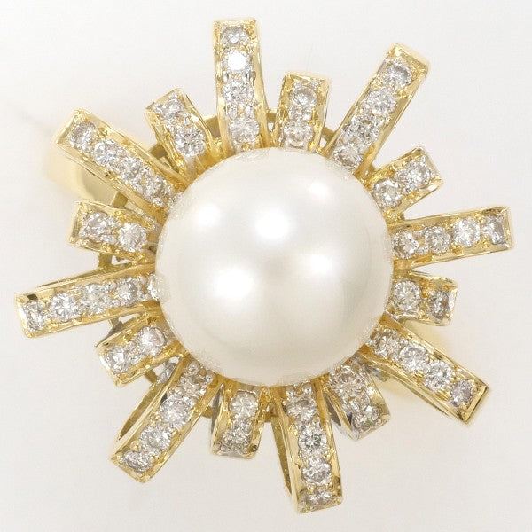 18K Yellow Gold South Sea Pearl Diamond Ring for Women - Elegant Bridal Jewelry, Wedding Engagement Gift, Anniversary Present - Perfect for Special Occasions & Evening Events