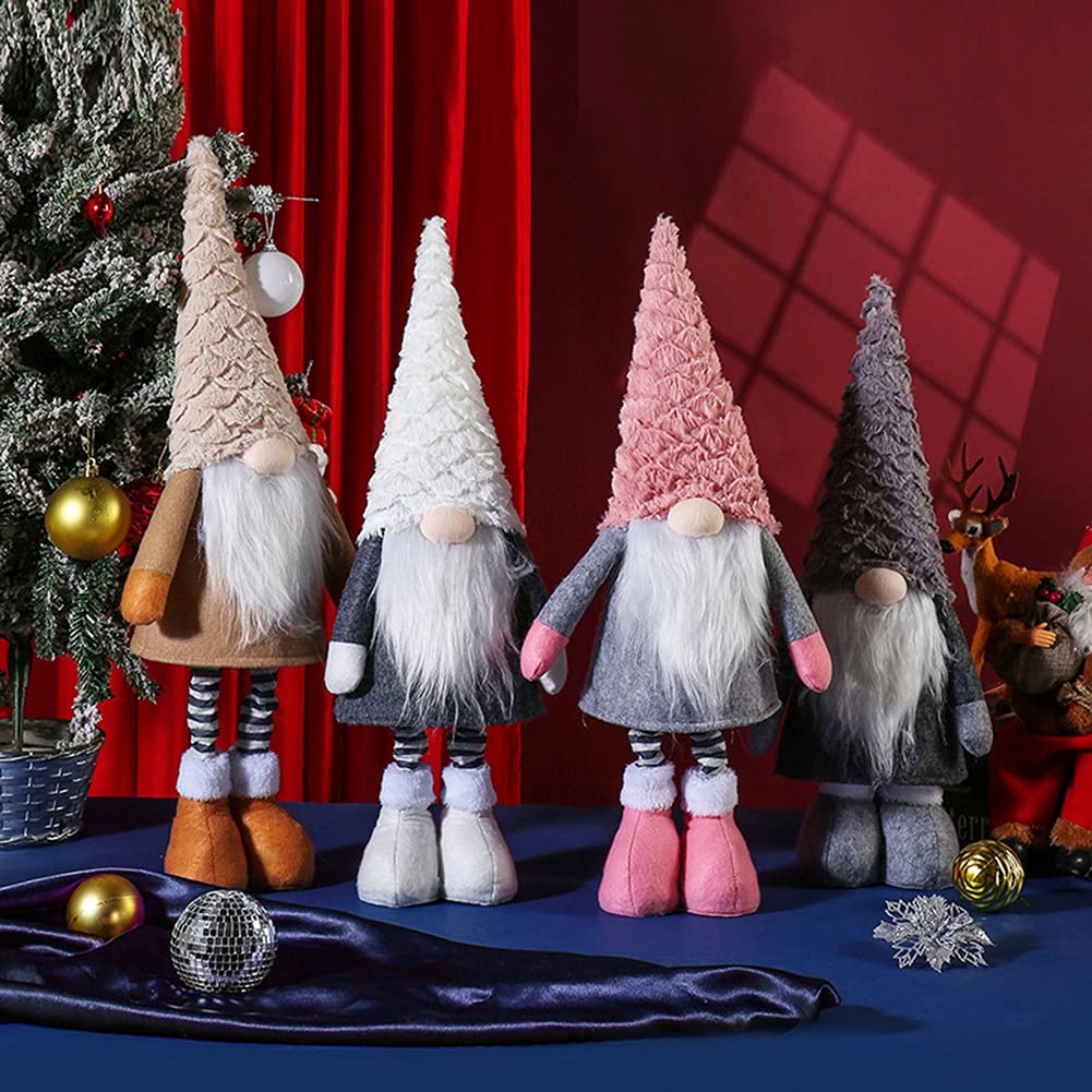 Novobey Set of 4 Christmas Gnome Plush Decorations - Handmade Swedish Gnomes with Adjustable Legs, Scandinavian Elf Dolls for Xmas Tree, Holiday Party, Wedding & Tiered Tray Decor - Perfect for Christmas, Thanksgiving & Home Festive Decorations