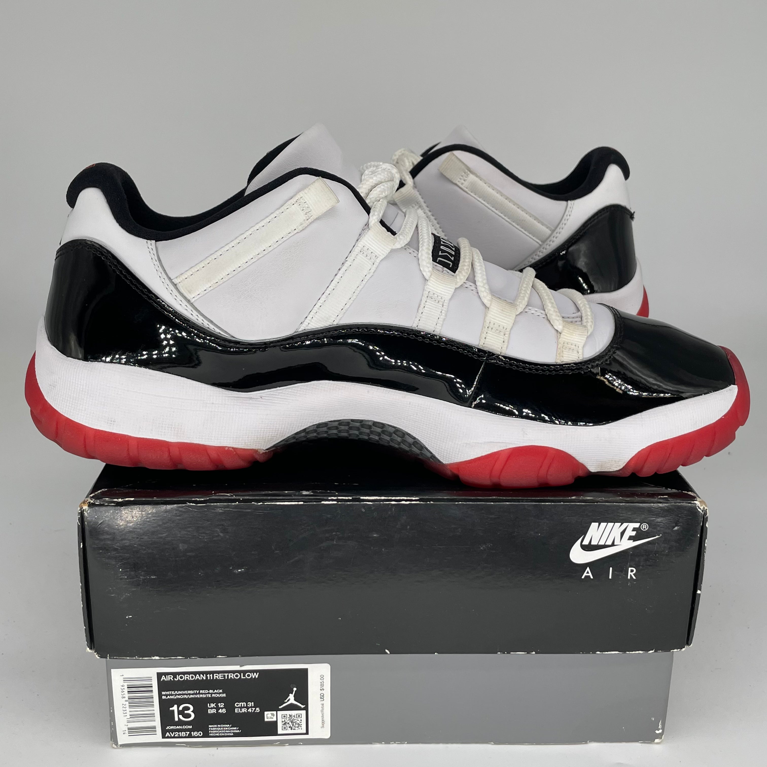 AIR JORDAN 11 LOW CONCORD BRED Men's Basketball Shoes Size 13 - AV2187-160 | Retro Sneakers for Casual Wear & Street Style