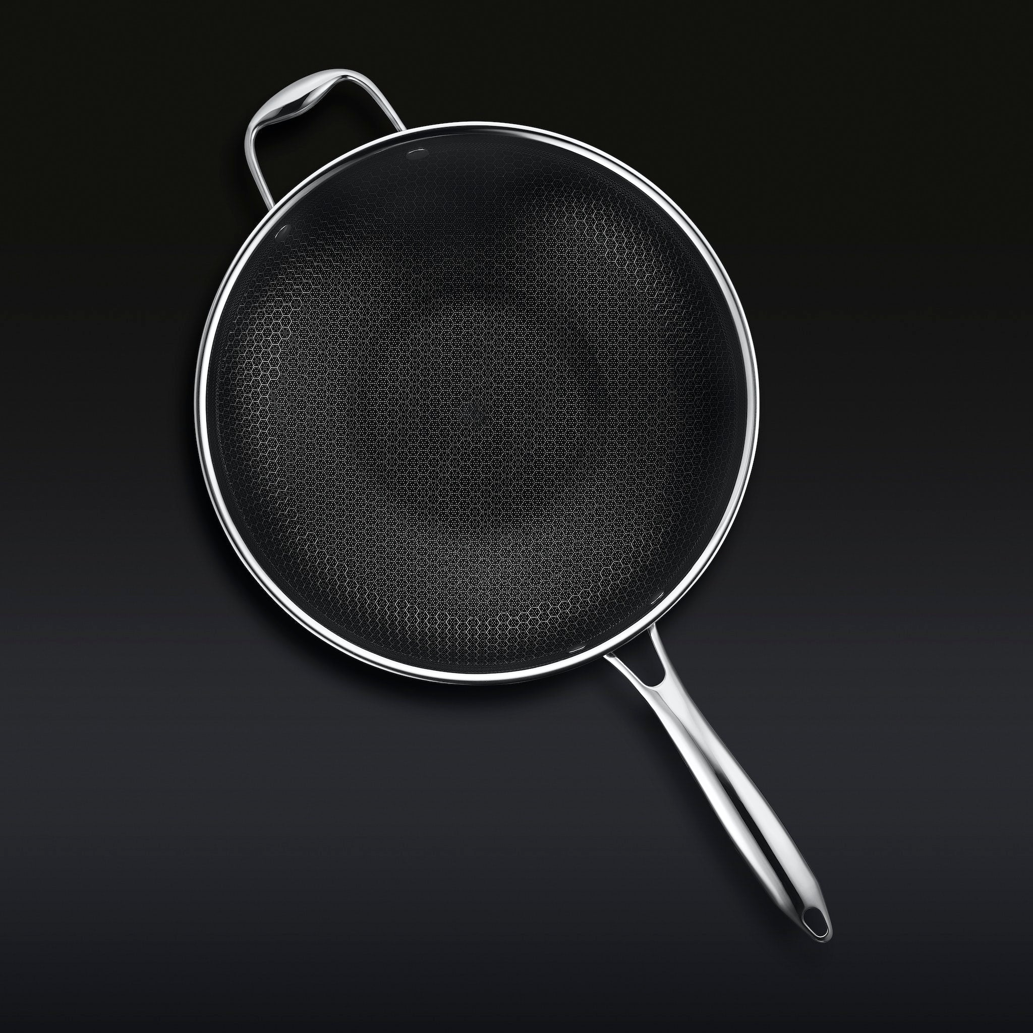 30 cm Hybrid Wok Pan - Nonstick Carbon Steel Stir Fry Pan with Wooden Handle - Perfect for Asian Cooking, Stir Frying, Sauteing & Deep Frying - Ideal for Home Chefs & Professional Kitchens