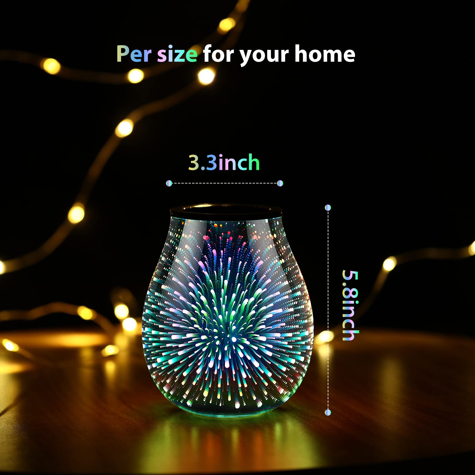 3D Glass Electric Wax Melt Warmer with PTC Heating & 7-Color LED Lights - Reusable Silicone Tray, Aromatherapy Oil Diffuser for Home, Office, Bedroom, Spa - Perfect for Relaxation, Mood Lighting & Fragrance Therapy