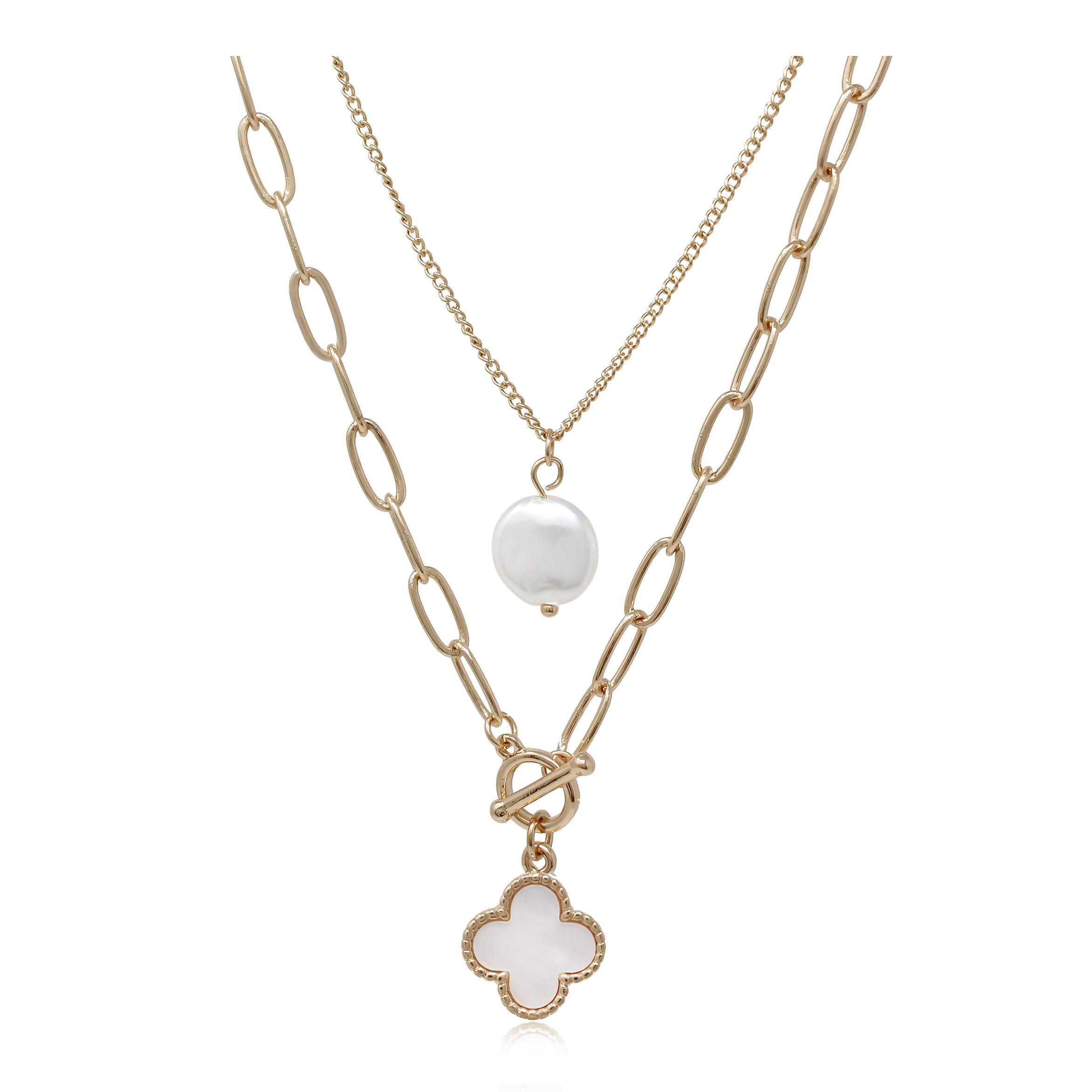 POMINA Chunky Coin Fashion Gold Necklace for Women - Trendy Statement Toggle Necklace with Antique Gold Coin Pendant & Thick Link Chain - Perfect for Layering, Everyday Wear, and Special Occasions