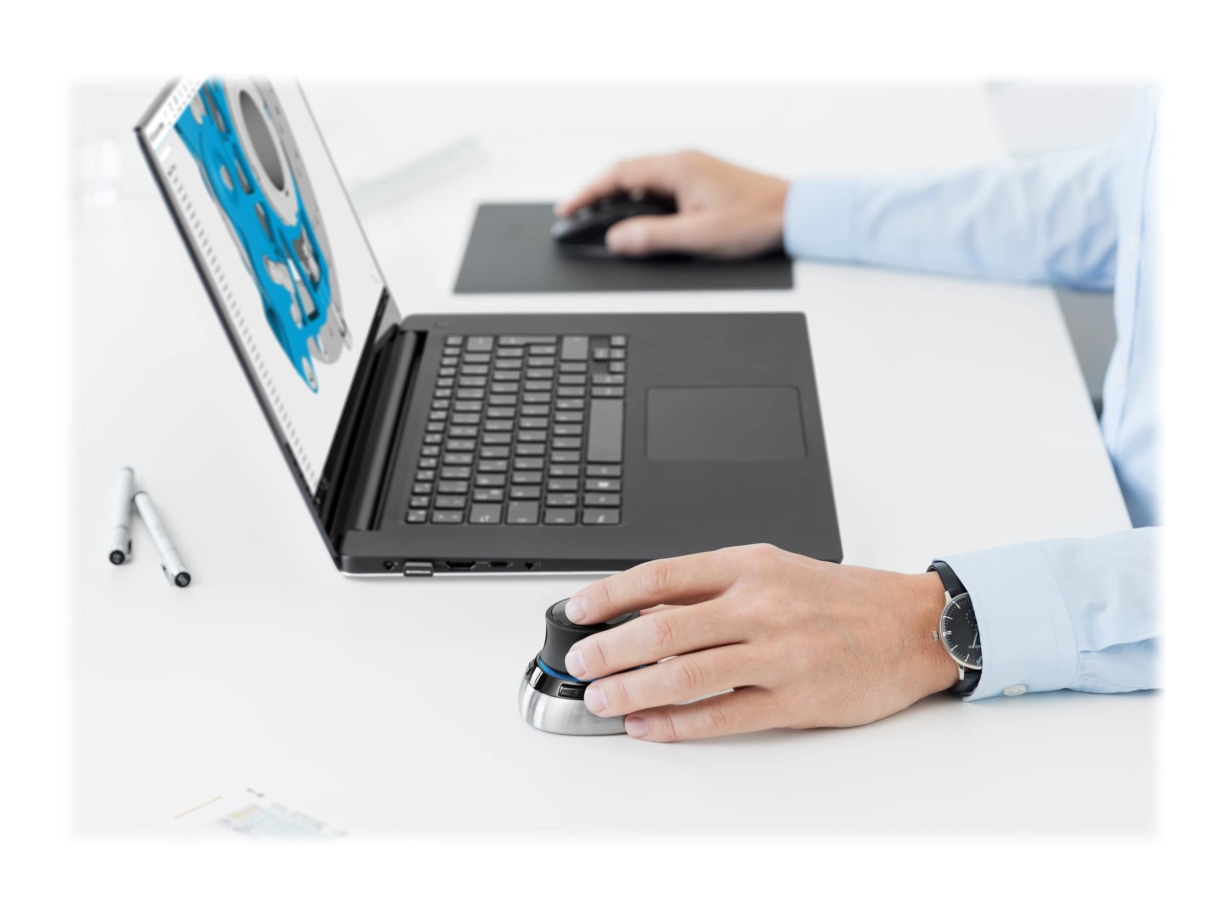 3Dconnexion SpaceMouse Wireless Kit 2 - Wireless 3D Mouse & CadMouse Compact for CAD Design | Includes Universal Receiver, Mouse Pad & USB Cable | Perfect for AutoCAD, SolidWorks & 3D Modeling Professionals