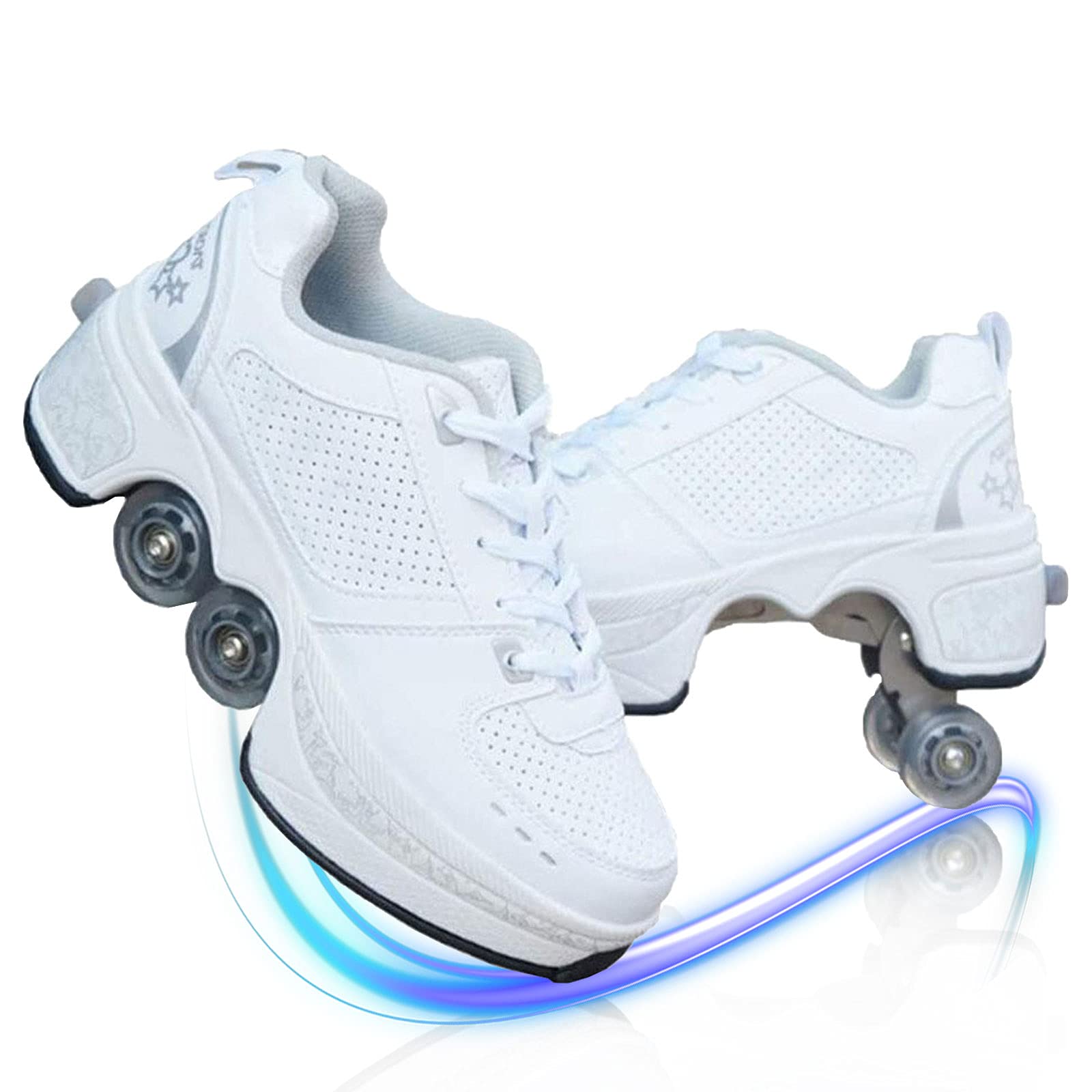 MLyzhe Deformation Roller Shoes for Men & Women - Adjustable Double-Row Wheel Skates for Adults & Kids - Automatic Walking Shoes with Hidden Wheels | Perfect for Commuting, Fitness & Outdoor Fun