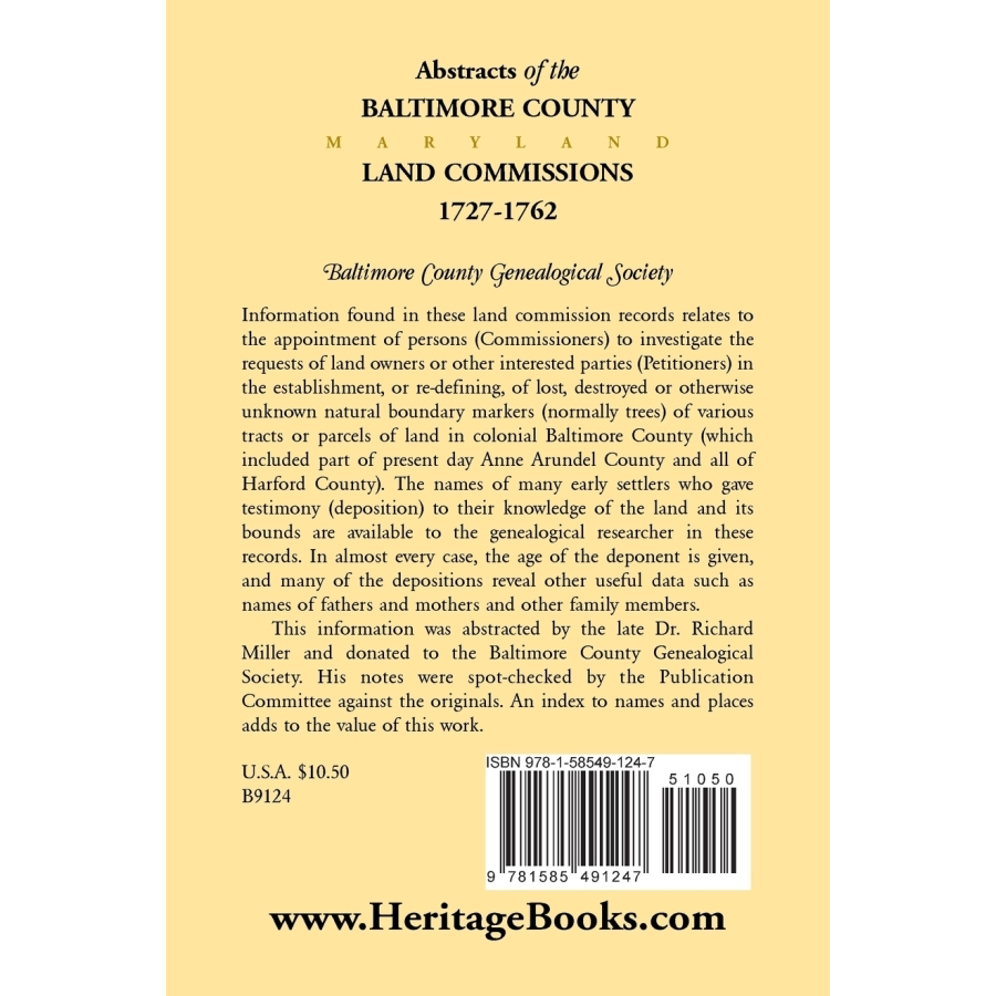 Abstracts of the Baltimore County Maryland Land Commissions 1727-1762 | Historical Land Records for Genealogy & Property Research