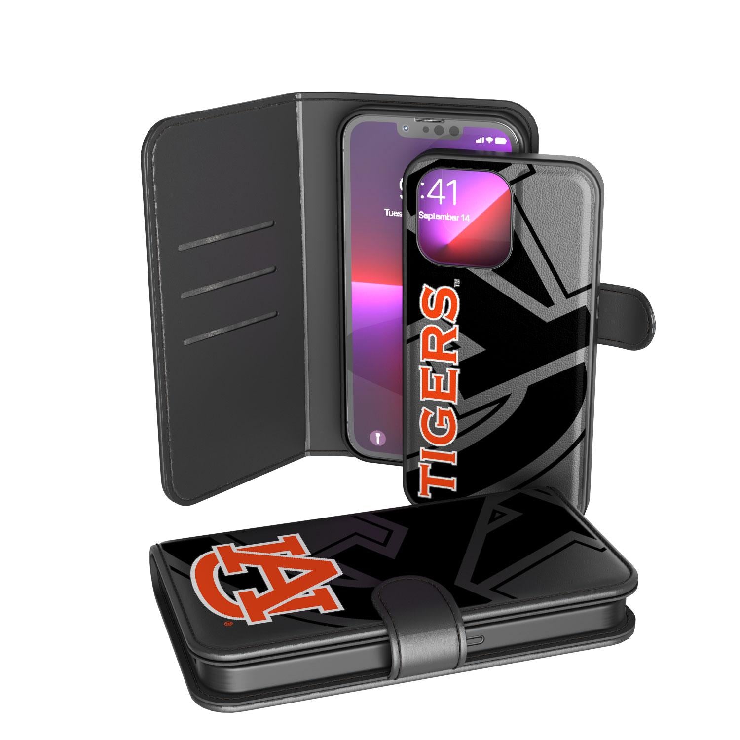Auburn Tigers Tilt Wallet Case for iPhone & Samsung - Slim RFID Blocking Phone Cover with Card Holder - Perfect for Game Day, Travel & Daily Use