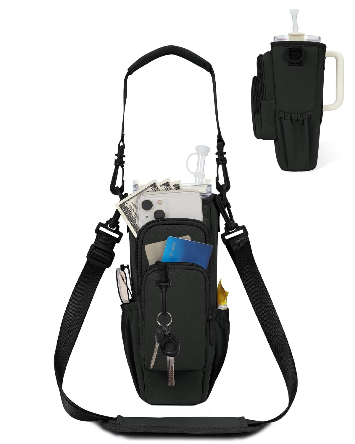 Stanley Cup Sling Bag - Insulated Water Bottle Holder Pouch with Strap & Phone Pocket for 30oz/40oz Bottles - Perfect for Gym, Hiking & Outdoor Activities