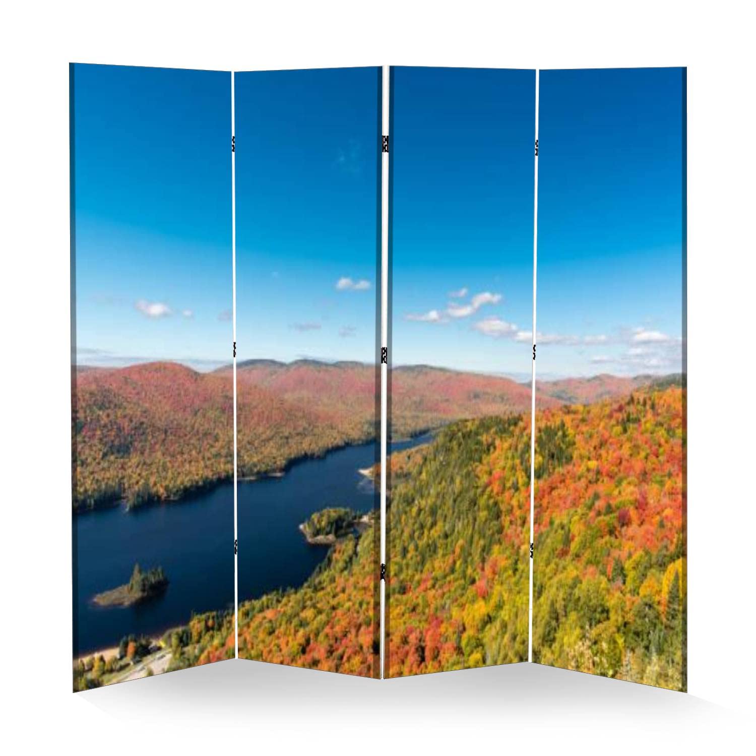 VDSRYGMLB Wooden Room Divider - Autumn Leaves Folding Privacy Screen, 4-Panel Canvas Partition with Dual-Sided Design for Home, Office & Indoor Spaces | Perfect for Room Separation, Decoration & Shelving