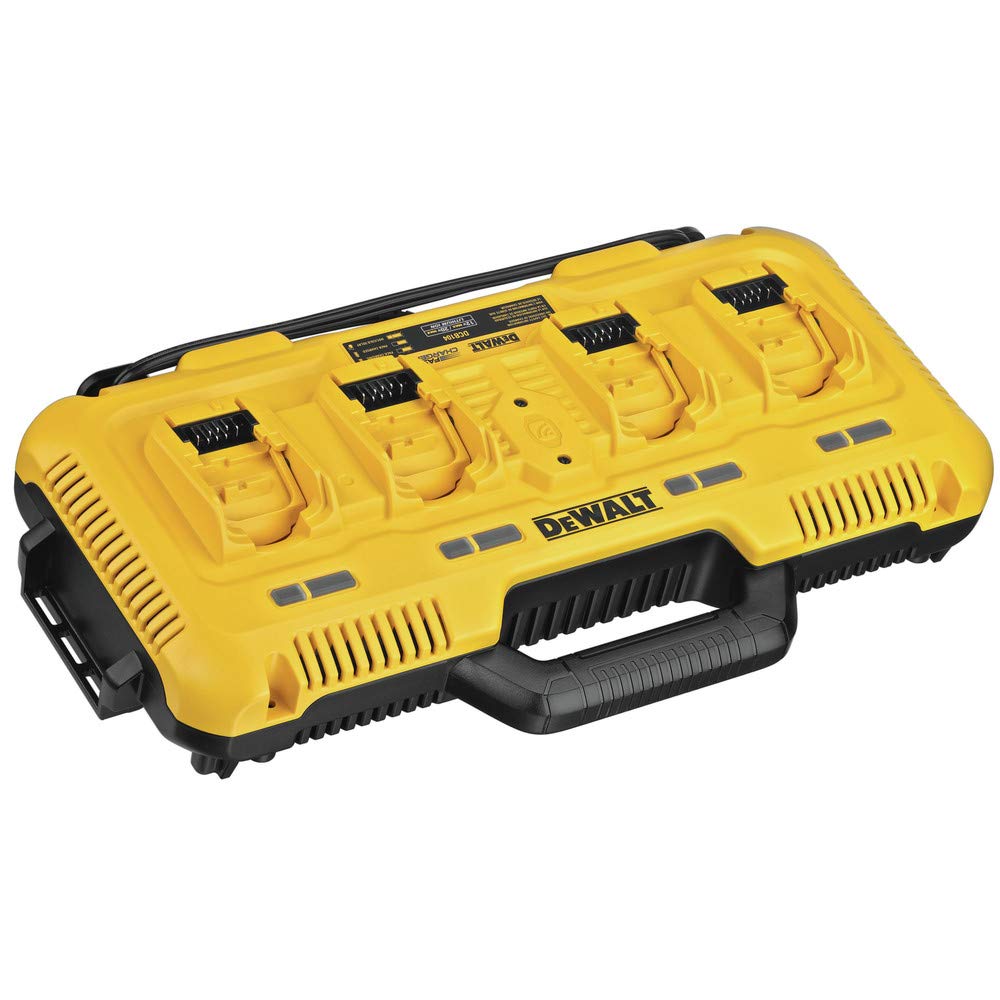 DEWALT DCB104 20V MAX* 4-Port Rapid Battery Charger for Power Tools - Fast Charging for Drills, Saws & More - Black & Yellow (Workshop, Construction, DIY Projects)