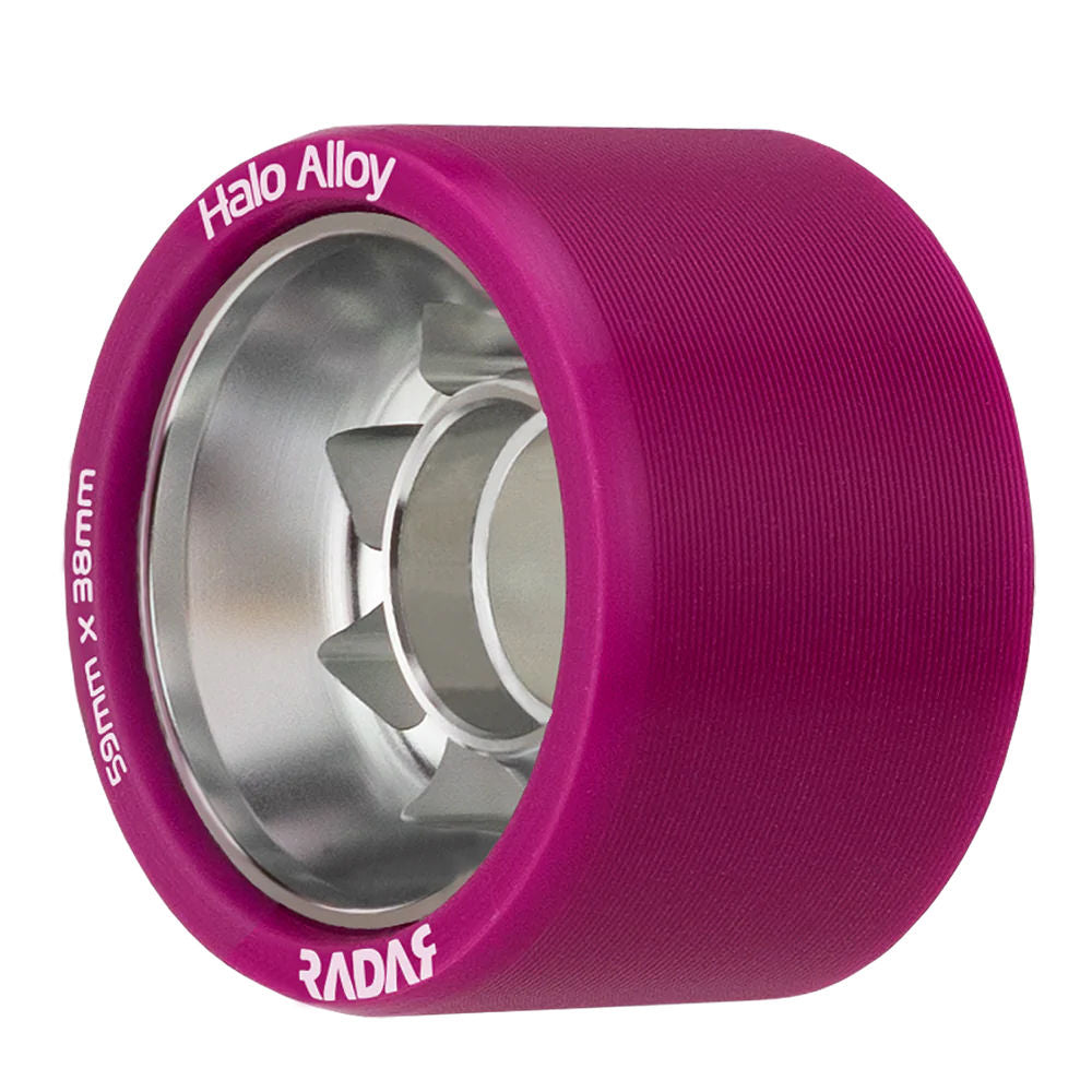 Premium Radar Halo Alloy 59mm Roller Skate Wheels - 4 Pack Set for Indoor/Outdoor Skating, Rink, Derby & Artistic Roller Skating - High Performance Urethane Wheels for Smooth Ride