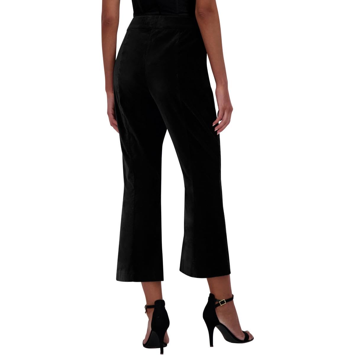 BCBGMAXAZRIA Women's Velvet Flare Leg Cropped Pants - Elegant Stretch Velvet Trousers for Work, Party & Holiday Outfits