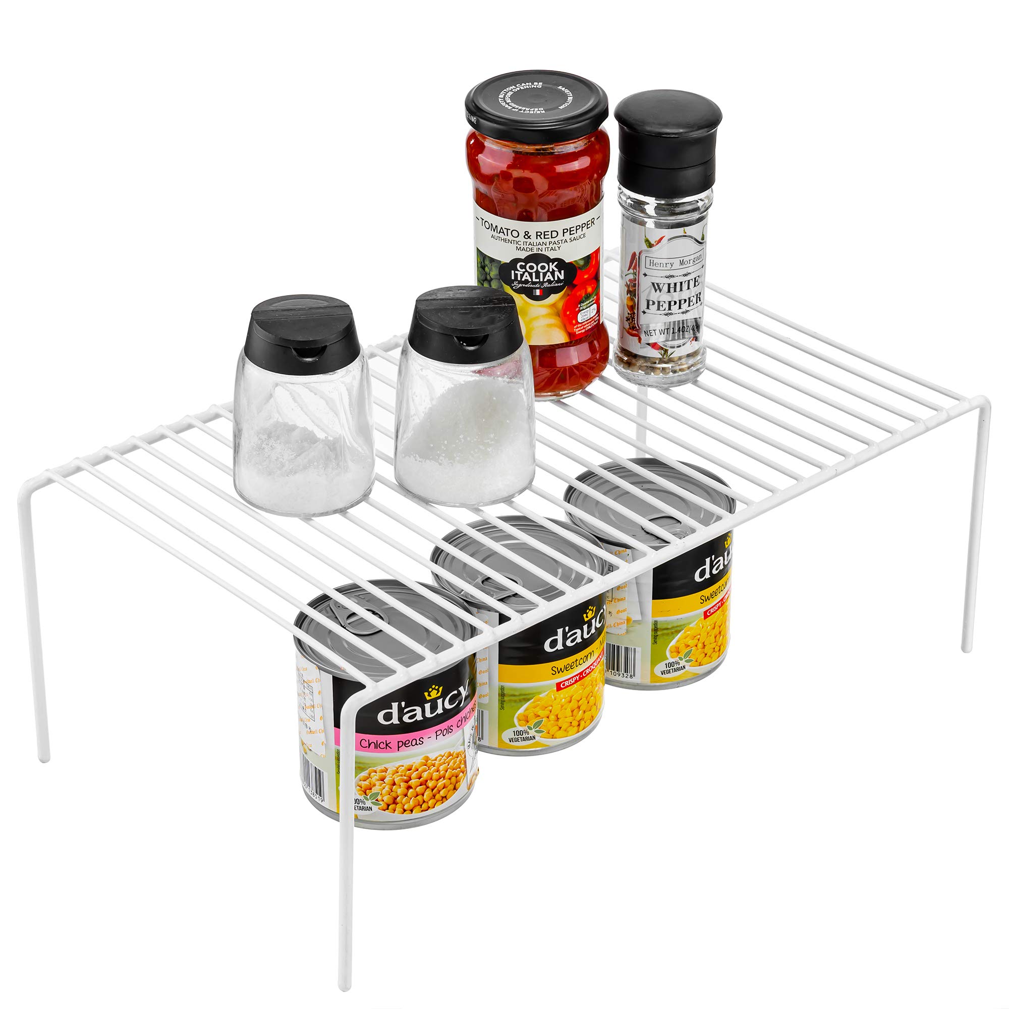 Redrubbit Large 15.7 x 9.4 Inch Rustproof Cabinet Storage Shelf Rack - White Kitchen Counter & Cabinet Organizer for Fridge, Bathroom, Pantry | Space-Saving Solution for Small Kitchens & Cluttered Cabinets
