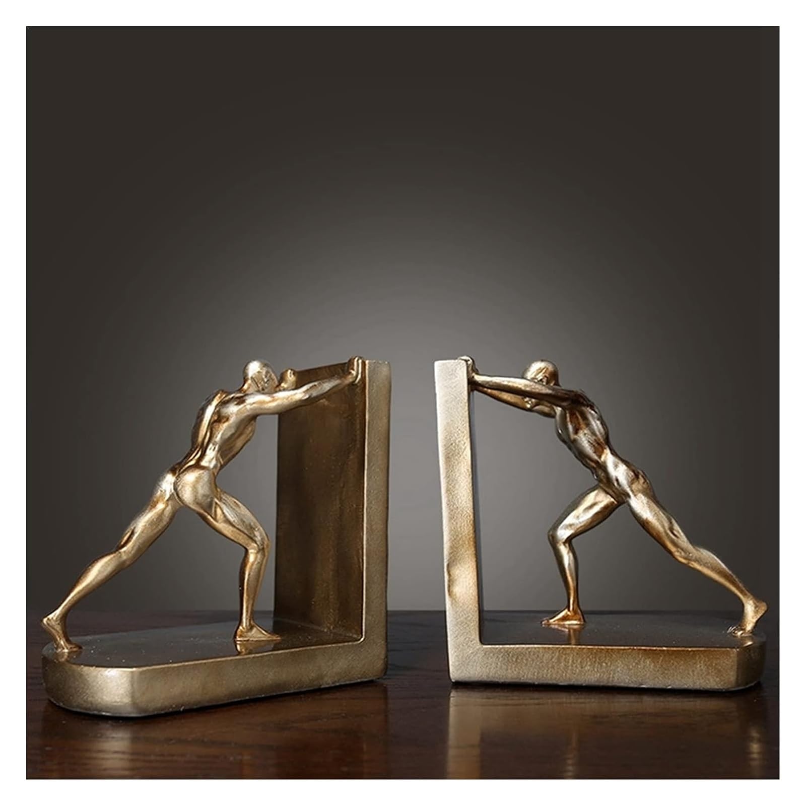Sports-Themed Bookends - Non-Slip Book Stopper for Office & Home Decor, People Pushing Objects Design - Perfect for Bookshelves, Desks & Gift Giving