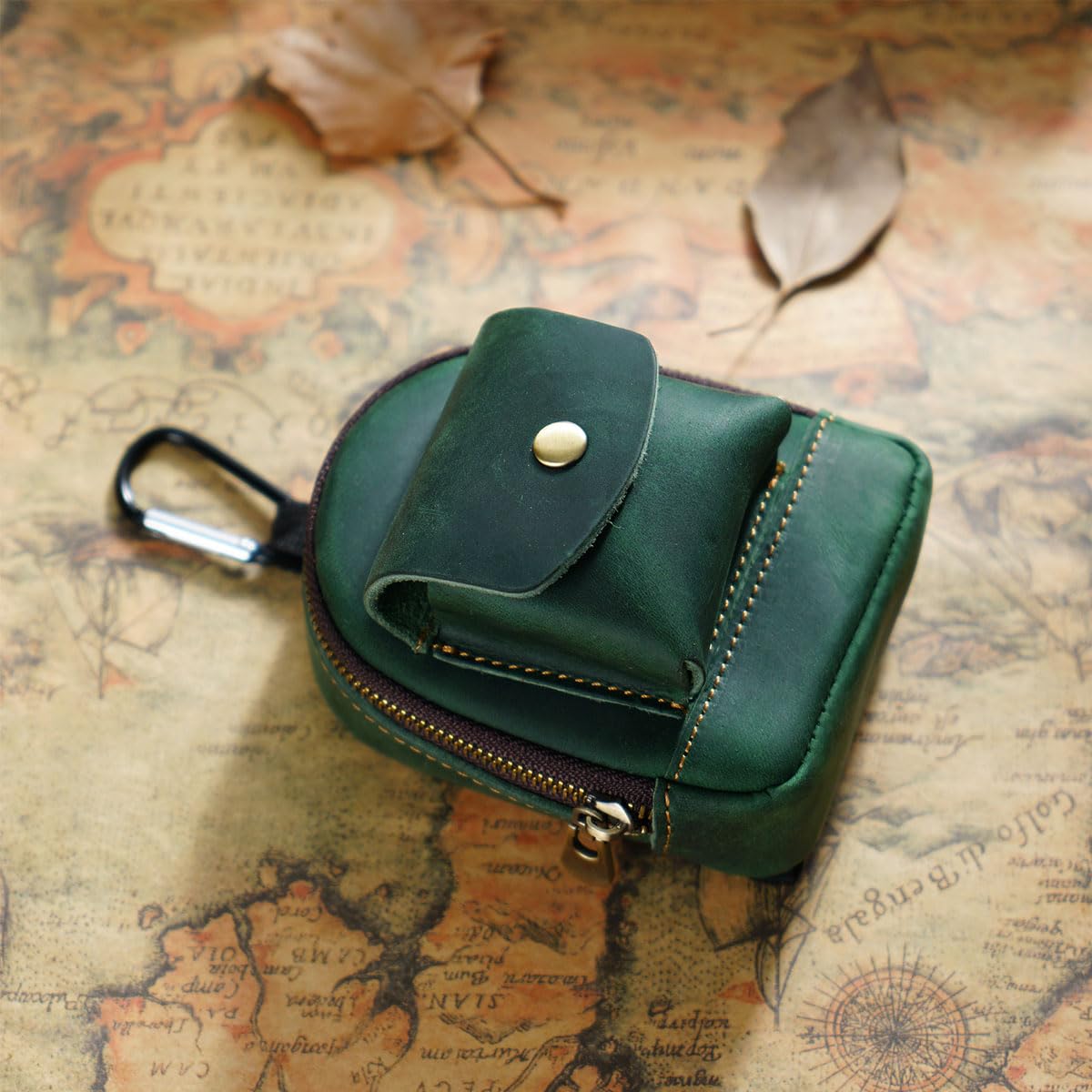 Soft Leather Coin Purse with Hook & 2 Pockets - Mini Wallet for Men & Women - Perfect for Travel, Shopping & Everyday Use (Black)