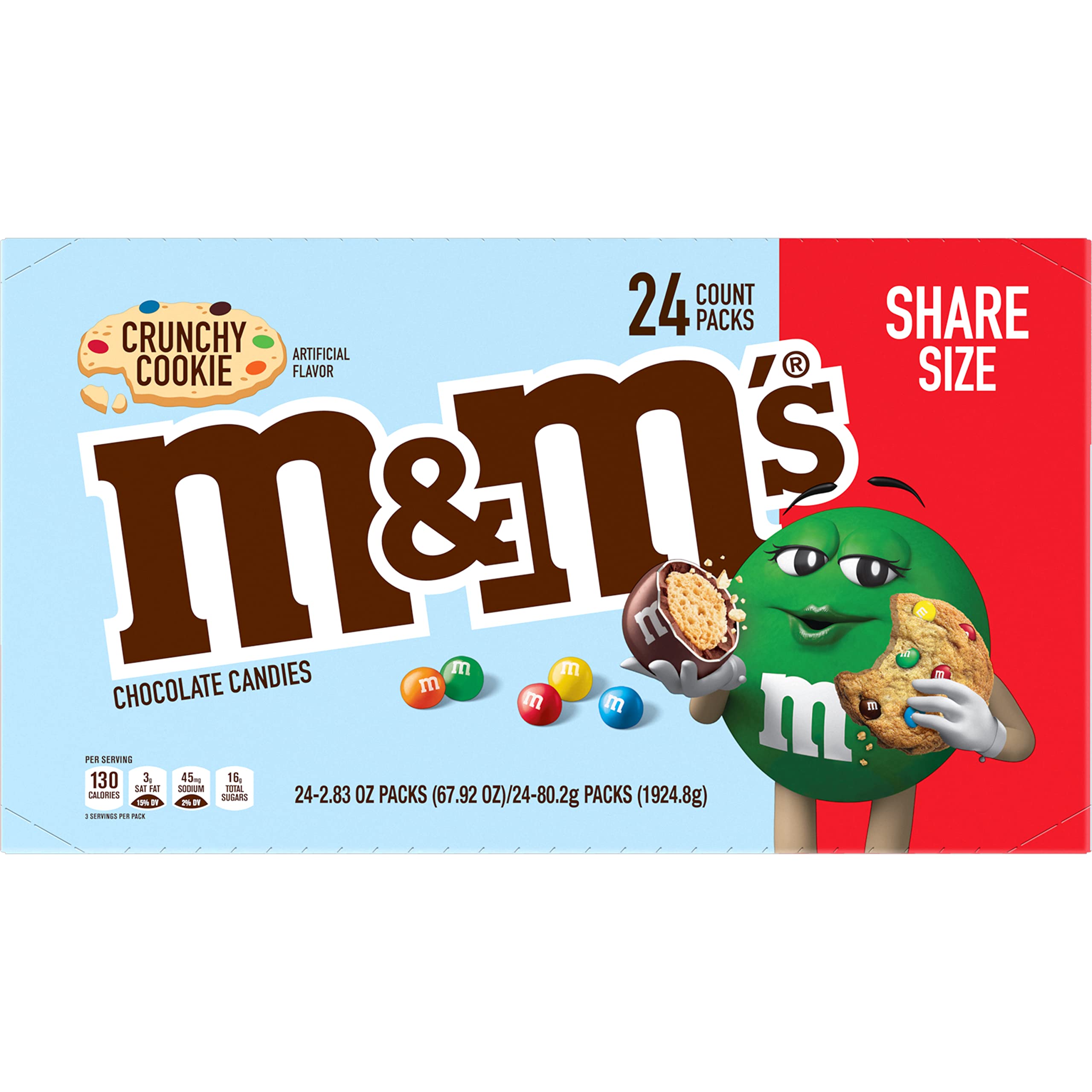 M&M'S Crunchy Cookie Milk Chocolate Candy - Bulk 67.92 oz (24 Packs) | Perfect for Parties, Office Snacks & Halloween Treats