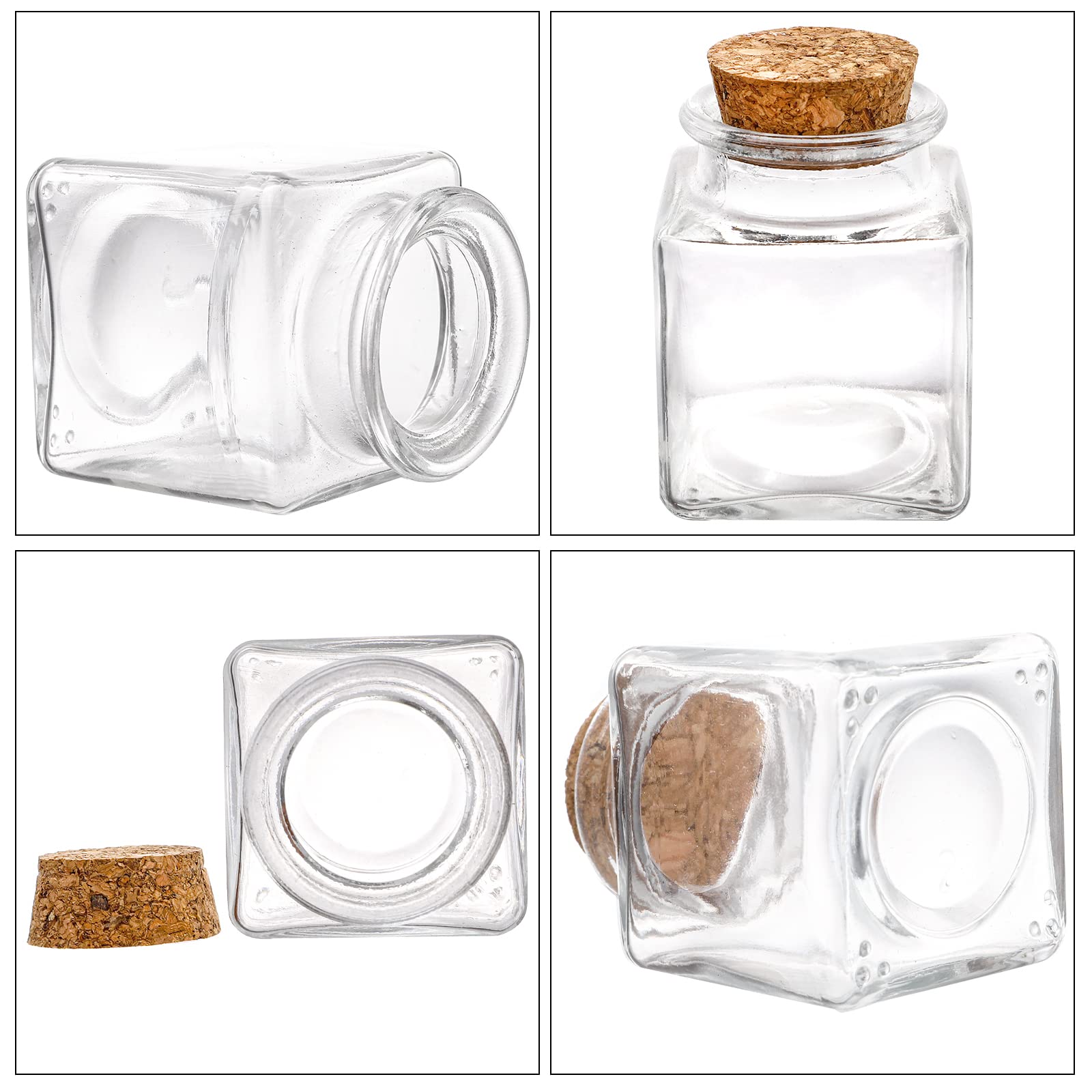 20 PCS 2 OZ Glass Favor Jars with Cork Lids - Mini Square Vials for Herb Storage, Spices, Tea, Candy & DIY Crafts - Perfect for Wedding Favors, Party Gifts & Potion Making