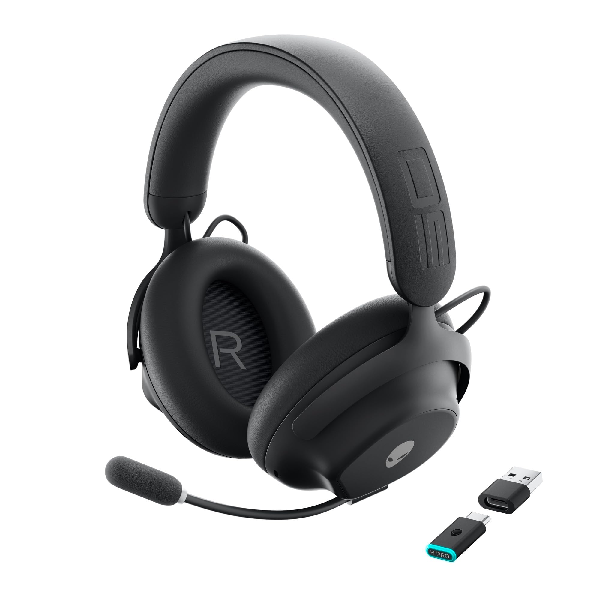 Alienware Pro Wireless Gaming Headset - Dual Mode Wired/Wireless, Bluetooth 5.3, 15-Min Fast Charge, 20Hz-20KHz Hi-Res Audio, 24H ANC Battery Life - Dark Side of The Moon | Perfect for PC/PS5/Xbox Gaming & Online Meetings