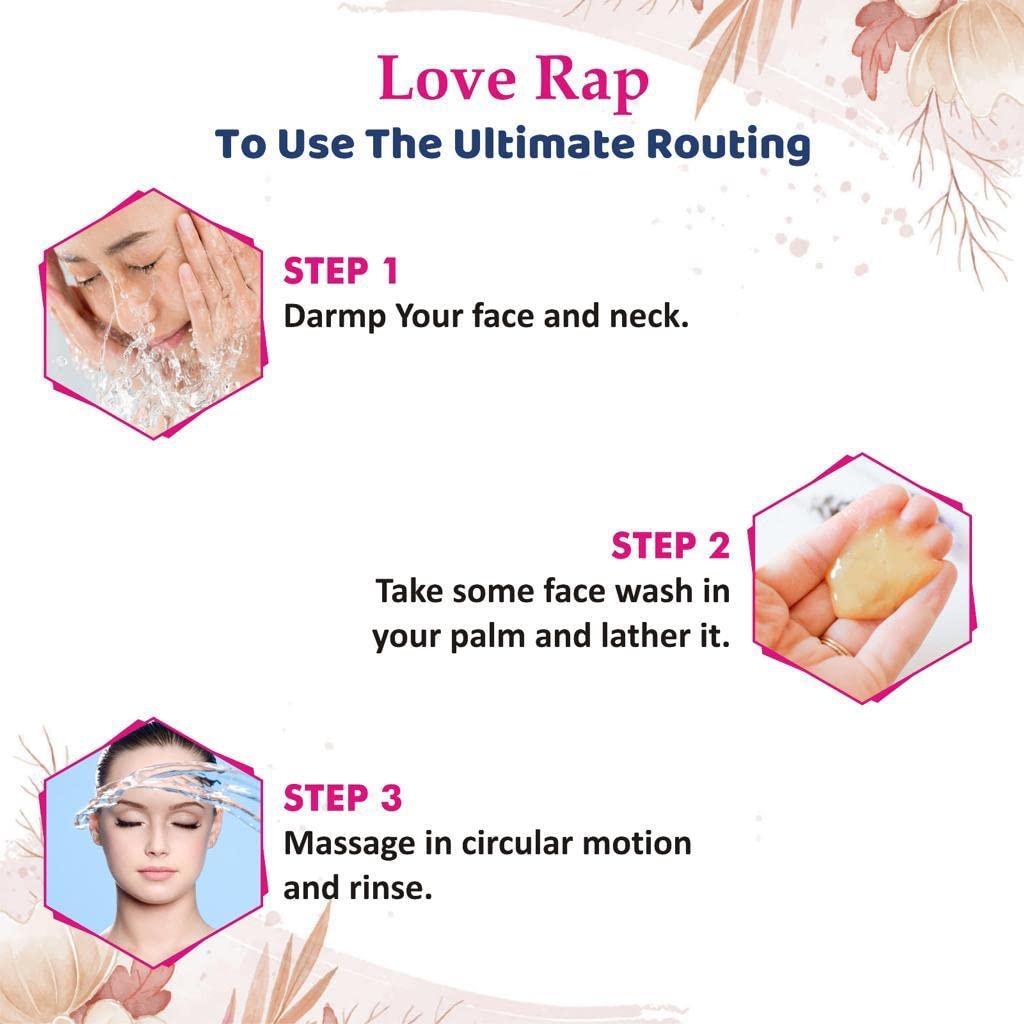 Love Rap Brightening Face Wash with Aloe Vera, Bearberry & Vitamin C | Dark Spot Treatment for Glowing Skin | 100ml | Gentle Daily Cleanser for Morning & Night Routine