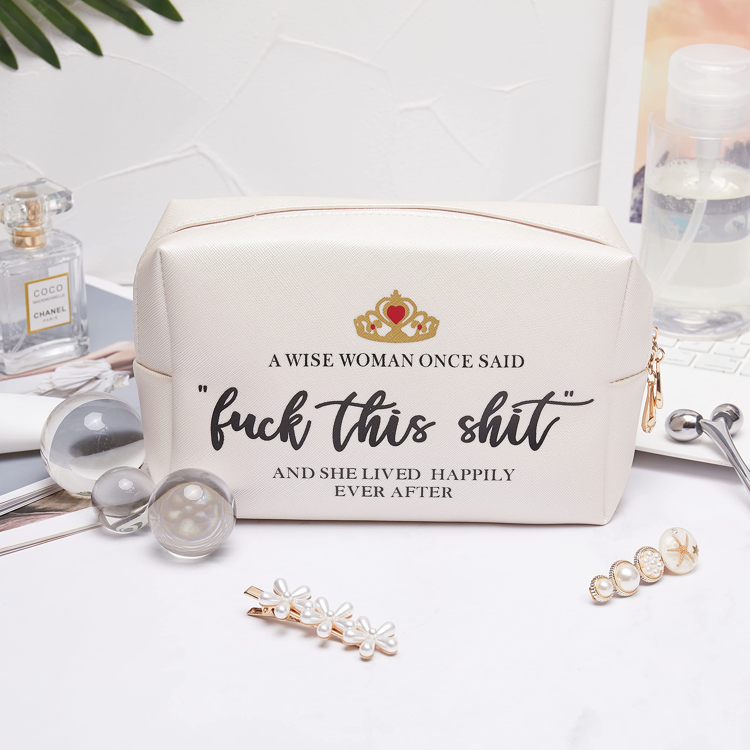 Elegant Leather Makeup Bag - Perfect Birthday, Mother's Day & Retirement Gift for Women, Mom, Wife, Sister, Nurse, Teacher & Best Friend | Funny & Unique Coworker Leaving Gift | Great for Travel, Daily Use & Special Occasions