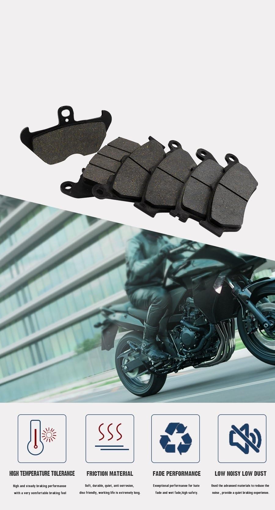 High-Performance Motorcycle Brake Pads - Front & Rear Brake Pads for Kawasaki Ninja ZX600 ZX750 ZX900 ZX1000 ZX1100 (1983-1987 Models) - 3 Pairs Set - Perfect for Street Racing & Daily Commuting