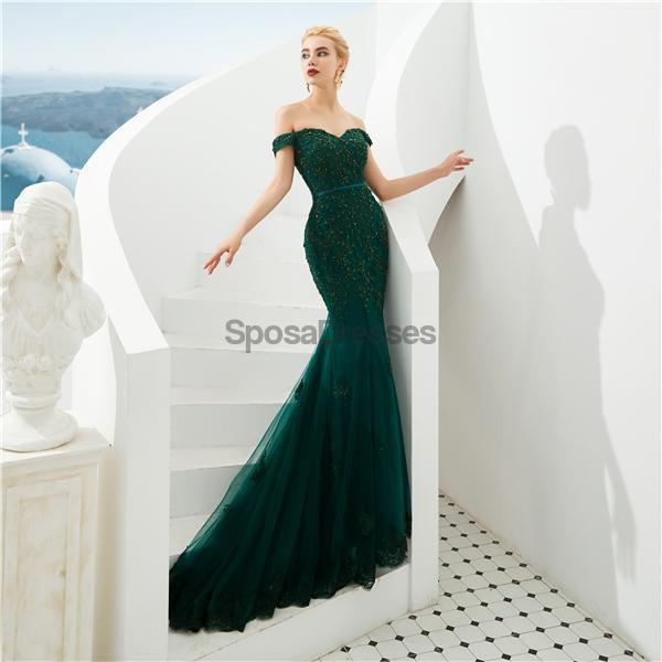 Emerald Green Lace Applique Mermaid Evening Prom Dress - Elegant Formal Gown for Homecoming, Ball & Special Occasions | Plus Size Options Available