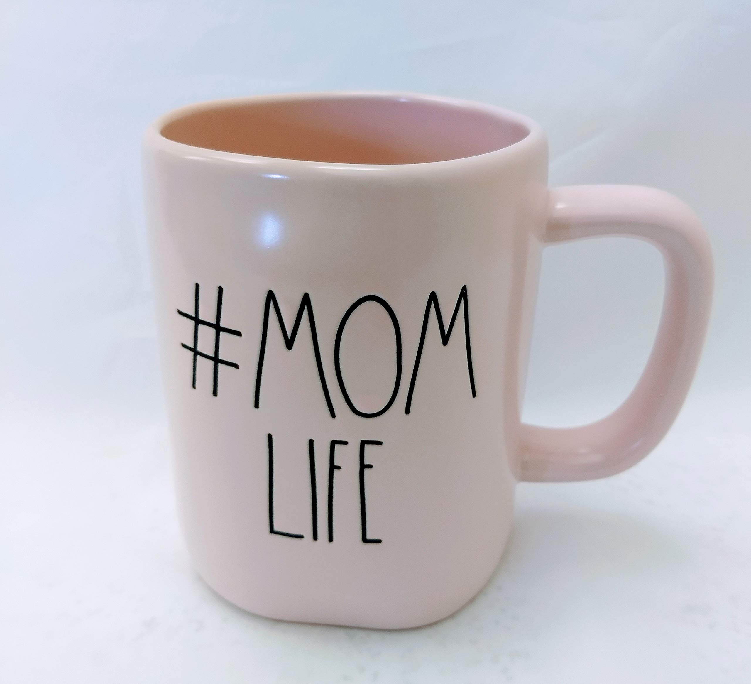 Rae Dunn #MOM LIFE Ceramic Mug - 15oz Pink Coffee Tea Soup Cup for Mothers Day Gift, Kitchen, Office & Home Use