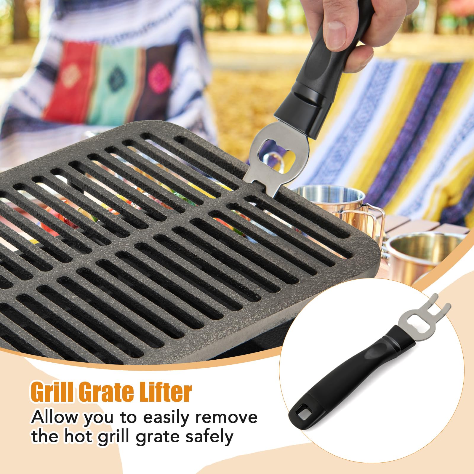 Giantex Portable Charcoal Hibachi Grill - Double-Sided Cast Iron BBQ Grill with Adjustable Air Vent, Fire Gate & Grate Lifter - Perfect for Outdoor Cooking, Camping, Picnics & Backyard Barbecues