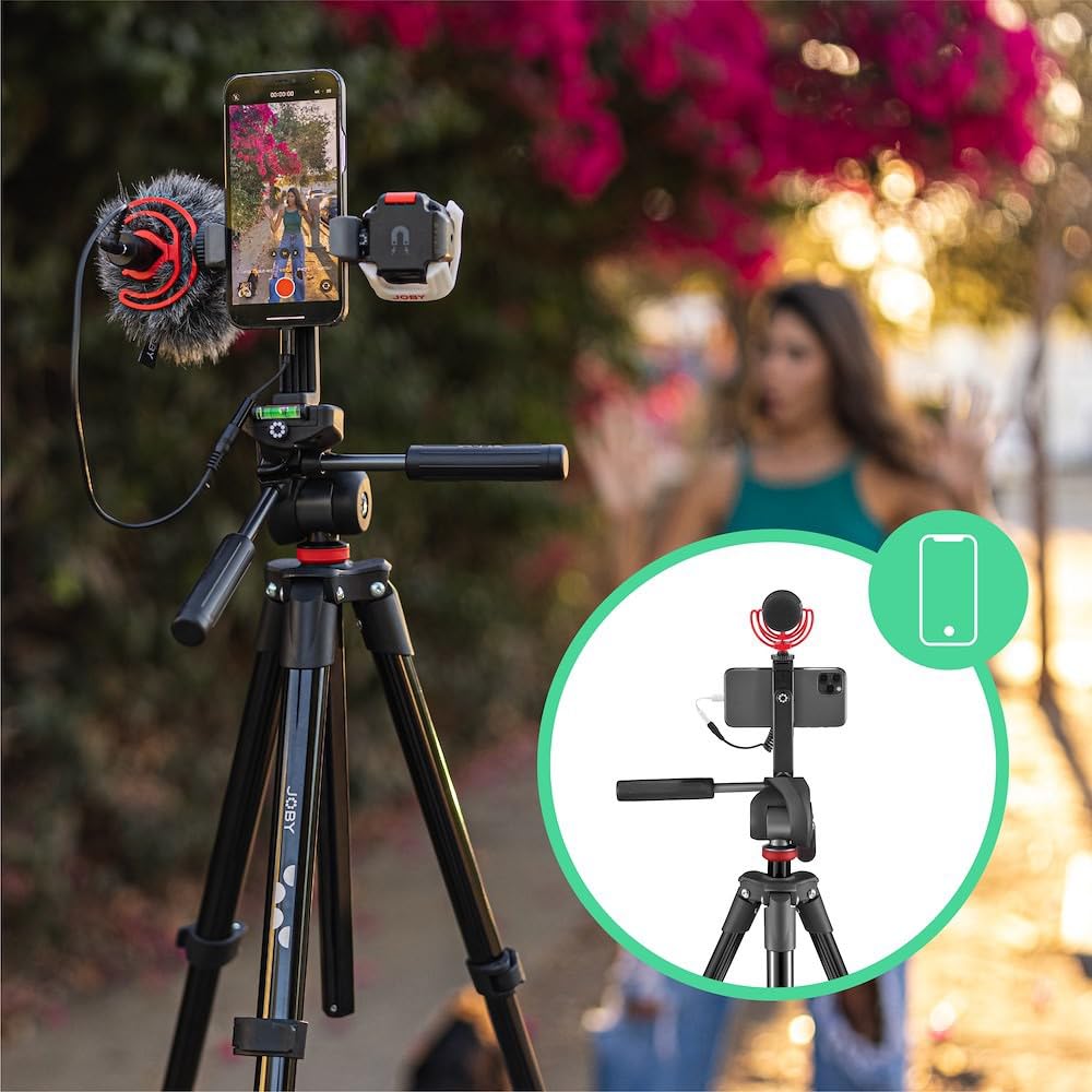 JOBY Compact Advanced Tripod Kit - 3-Way Head Tripod for DSLR, Mirrorless & Smartphones with Quick Release (1/4-20