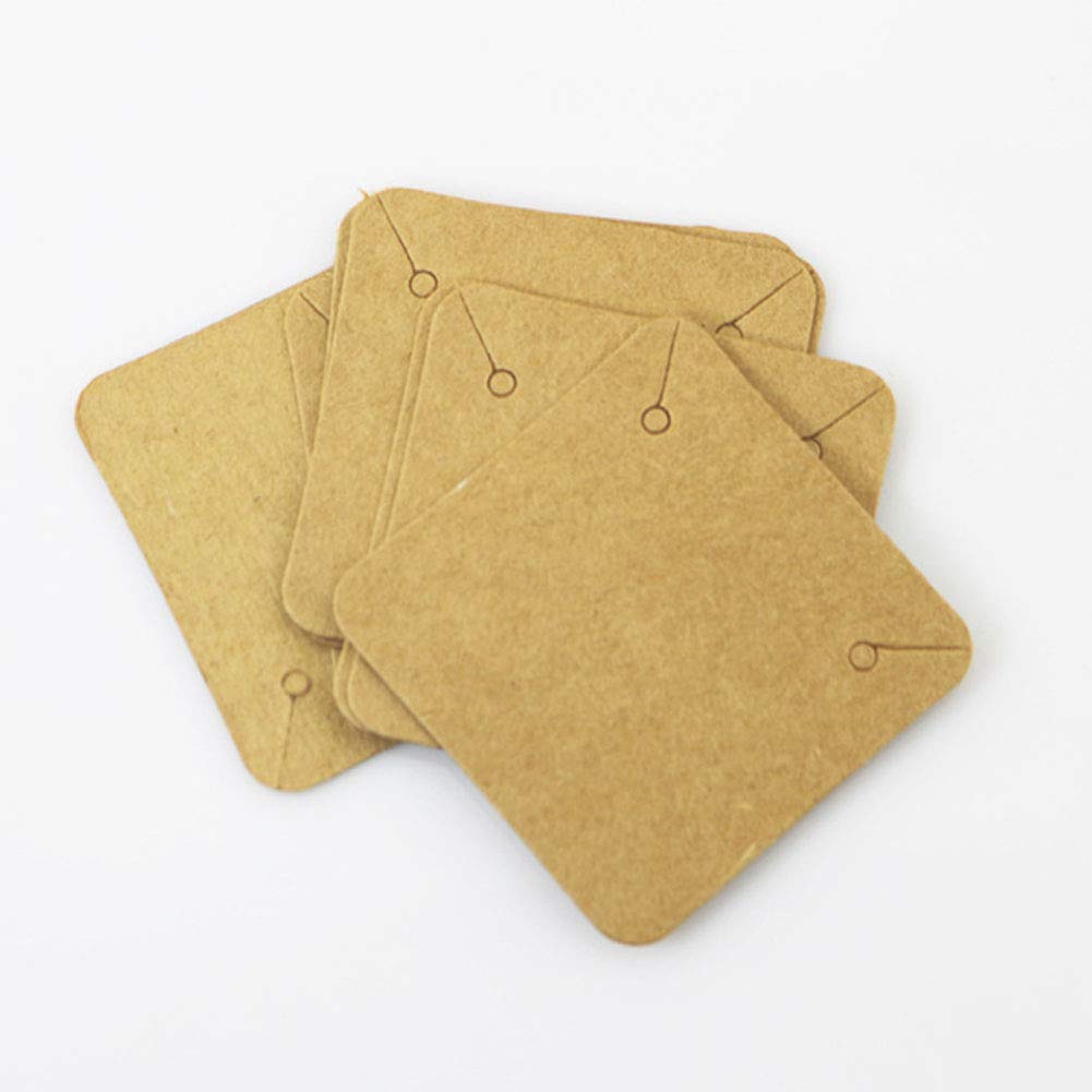 100 Pcs 2x2 Inch Kraft Paper Necklace Display Cards - Blank Square Jewelry Card Holders for Necklaces & Pendants - Perfect for Jewelry Stores, Craft Shows & Gift Packaging