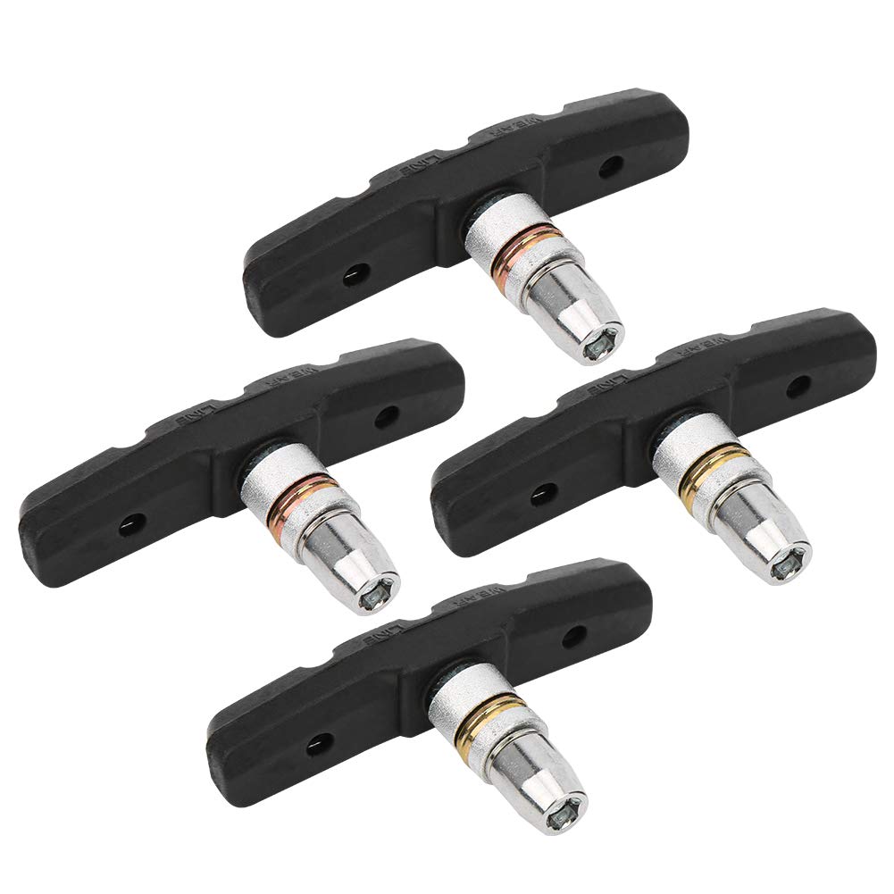 2 Pairs V-Bike Brake Pads - Mountain Bike Caliper Brake Blocks with Rubber Brake Lining for Fixed Gear Bicycles | Silent & Durable Brake Repair Hardware | Perfect for MTB, Road Bikes & Commuting