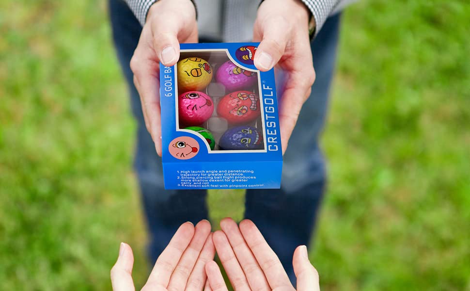 Kahuayi Funny Colored Golf Balls - High Visibility Practice Golf Balls for Distance Training (6 Pack) | Perfect for Beginners, Night Golf & Driving Range Practice