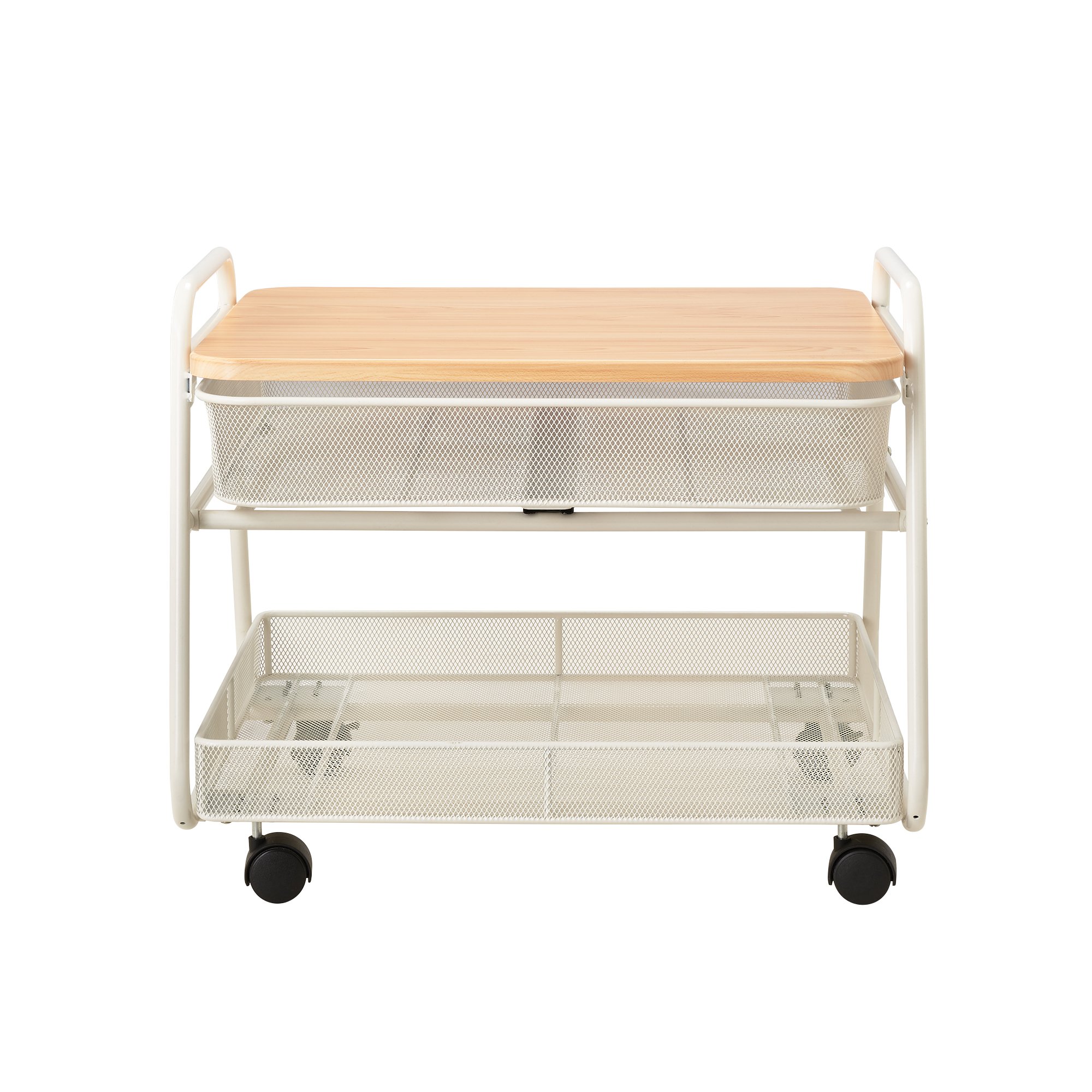 Safco Onyx Under-Desk Utility Cart & Printer Stand - Mobile Rolling Cart with 2 Mesh Baskets for Home Office, White | Perfect for Printer Storage, Office Organization & Small Space Solutions