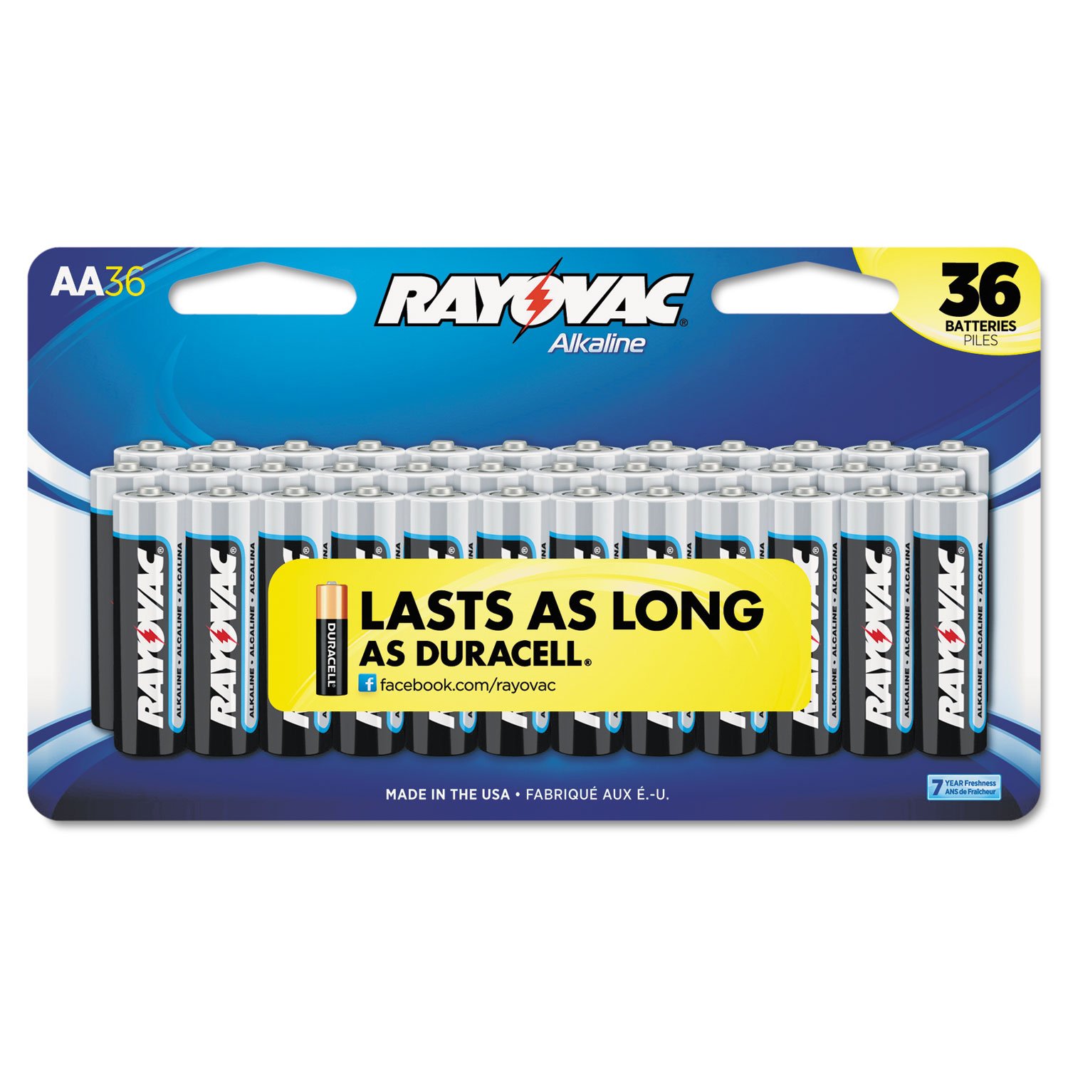 Rayovac AA Alkaline Batteries - 36 Count Bulk Pack with Peggable Card for Easy Storage | Ideal for Toys, Flashlights, Remote Controls & Electronic Devices