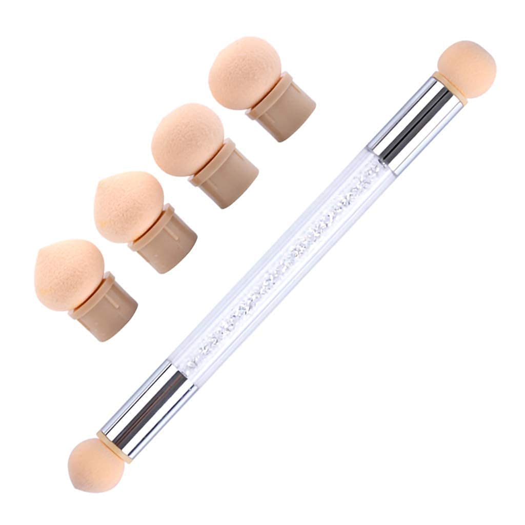 NAILWIND Dual Head Nail Art Sponge Brush - Ombre Gradient Dotting Pen with 4 Replacement Heads - Perfect for DIY Nail Designs, Salon Manicures & Professional Nail Artistry