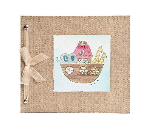 Beautiful Baby Memory Book Keepsake - Hugs and Kisses XO Unisex Baby Journal & Photo Album with Noah's Ark Design | Perfect for Newborn Gifts, Christening Presents & First Year Milestones