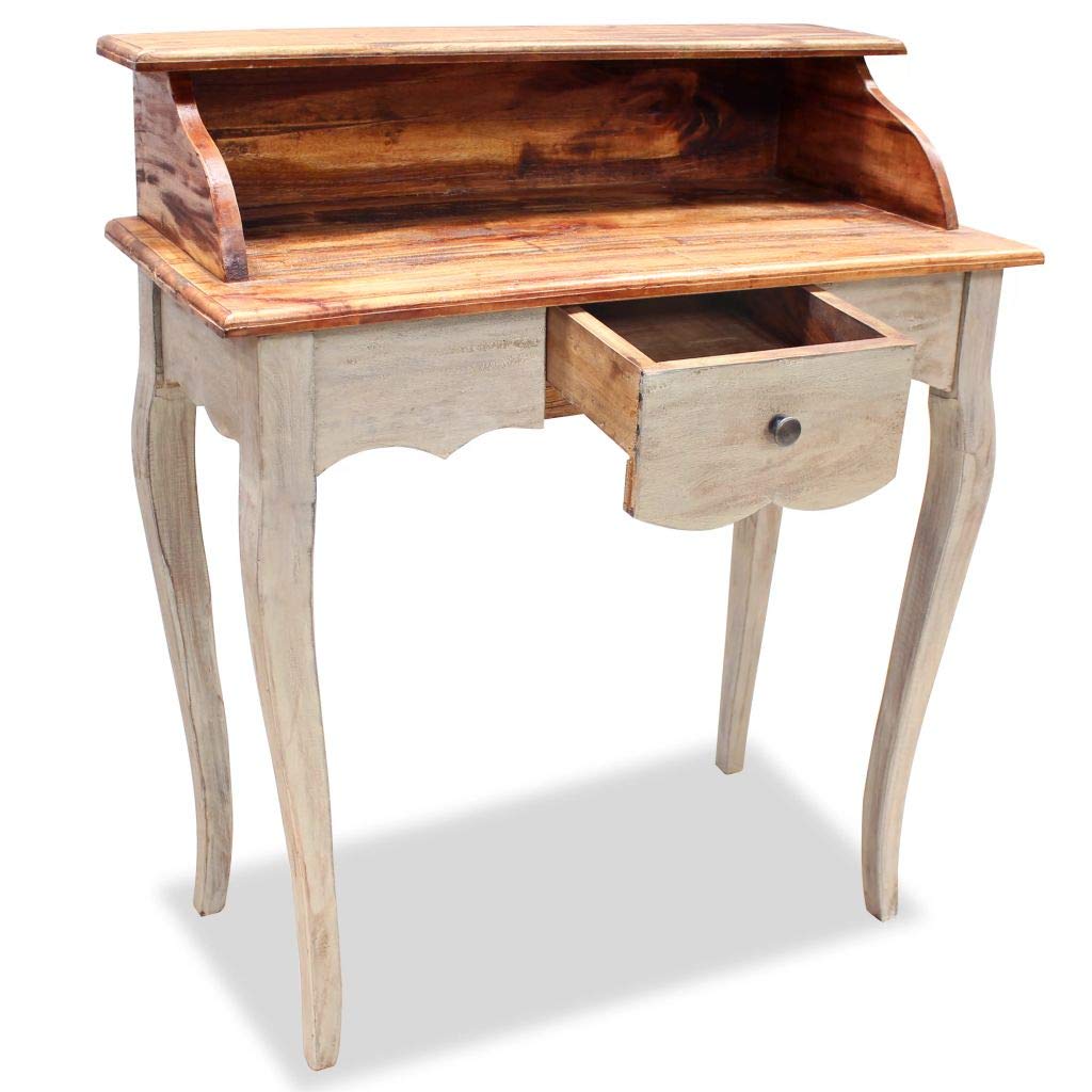Handmade Reclaimed Wood Writing Desk with Storage Drawers & Compartment | 31