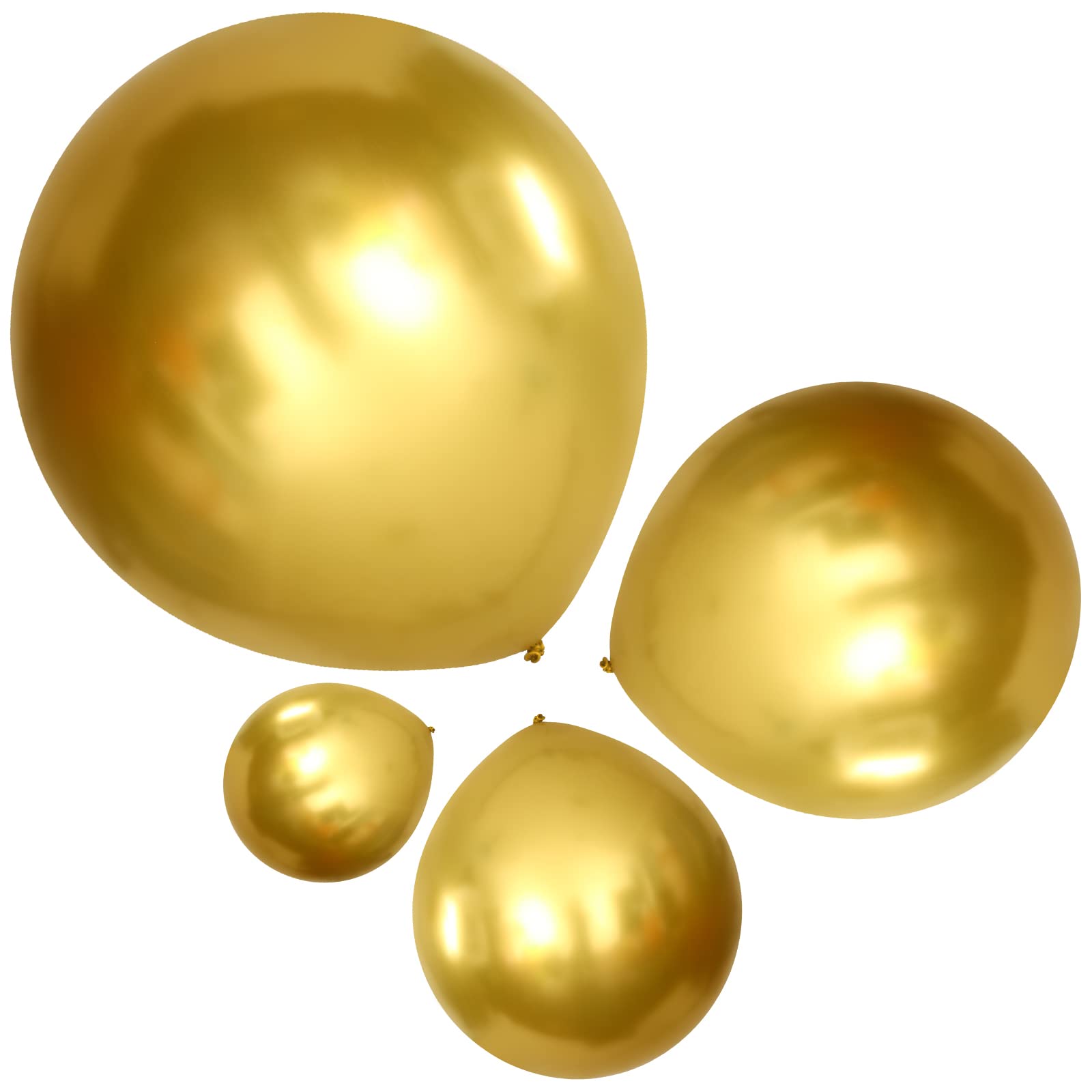 96-Piece Metallic Latex Balloons Set - 36/18/12/5 Inch Chrome Party Balloons in Gold for Baby Showers, Weddings & Bridal Decorations - Thick & Durable for Indoor/Outdoor Events
