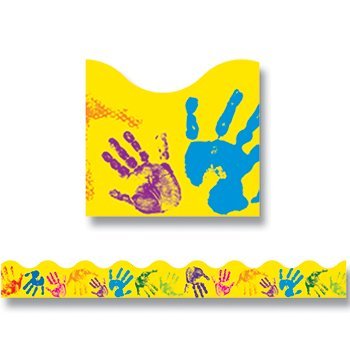 16 Pack TREND ENTERPRISES INC. Helping Hands Classroom Bulletin Board Border Trim - Colorful Decorative Borders for School, Office & Home Decor (16 Designs)