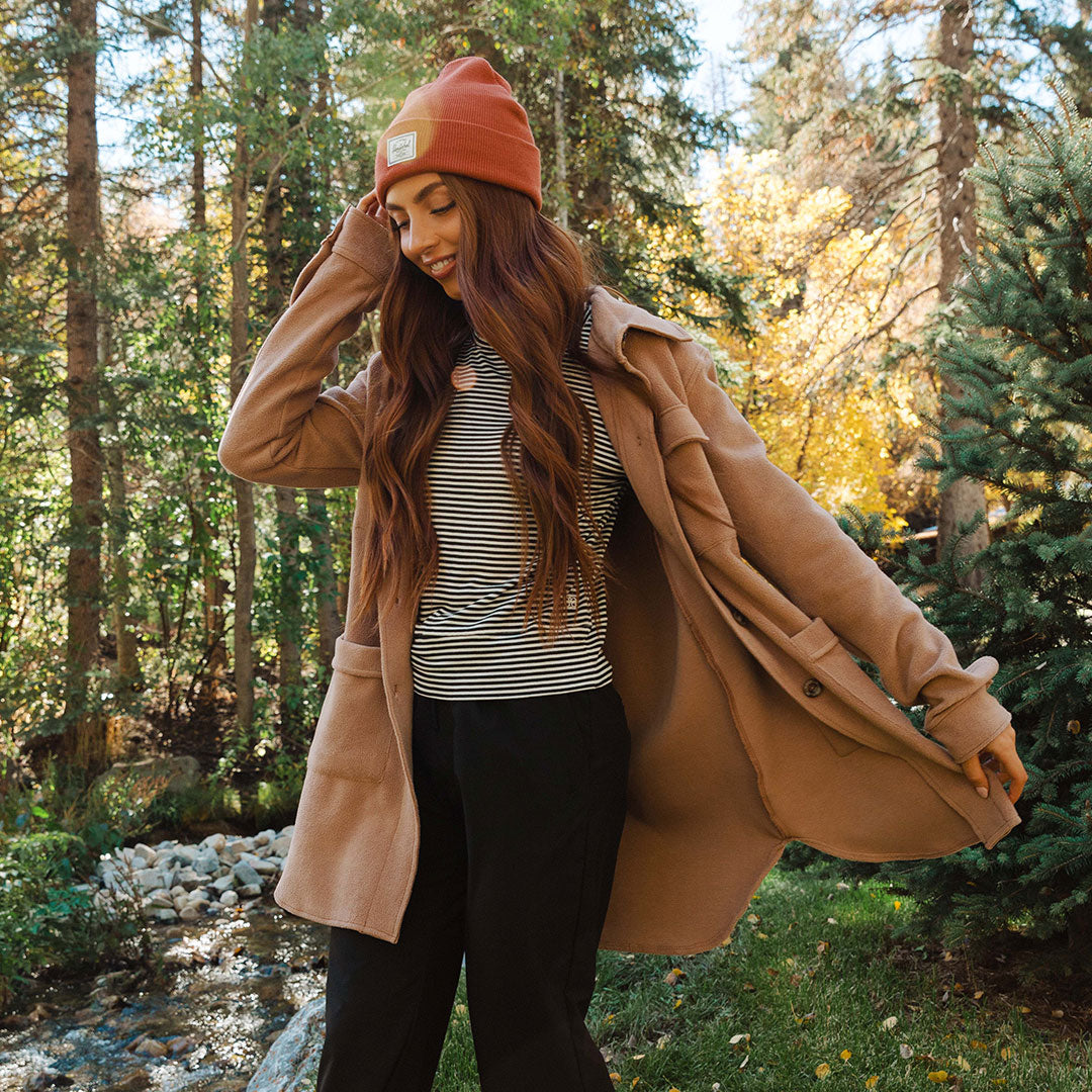 Alpine Fleece Trench Coat for Women - Warm Winter Toffee Brown Outerwear - Perfect for Snowy Weather & Outdoor Adventures