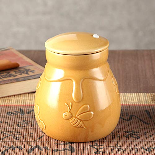 Premium Ceramic Honey Jar with Airtight Seal Lid - Bee-Themed Food Storage Container for Honey, Candy, Snacks | Perfect for Kitchen, Pantry & Gift Giving