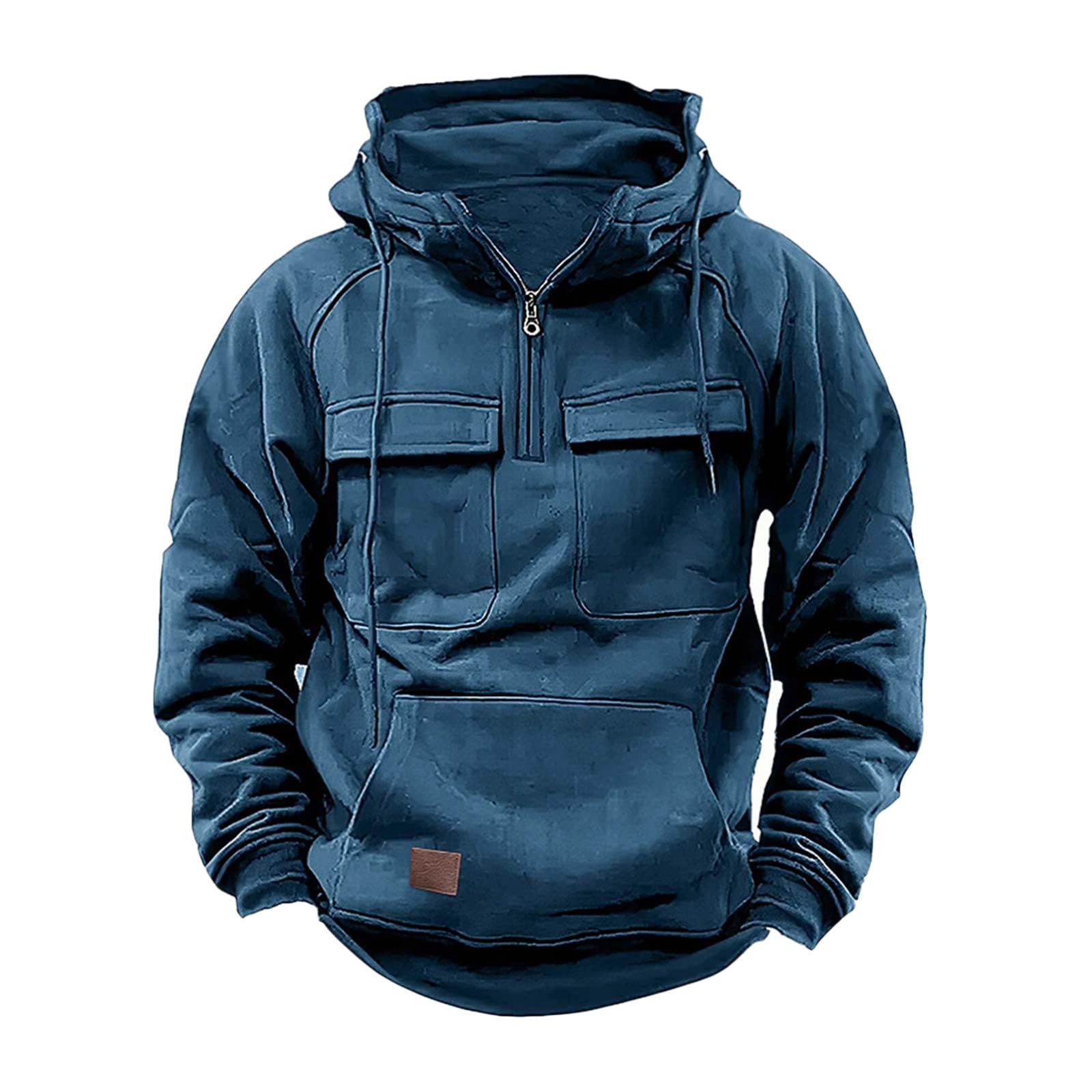 Men's Dgoopd Quarter Zip Sweatshirt - Gym Workout Hoodie with Pockets for Outdoor Activities & Military Tactical Wear | Perfect for Hiking, Camping & Fitness Training